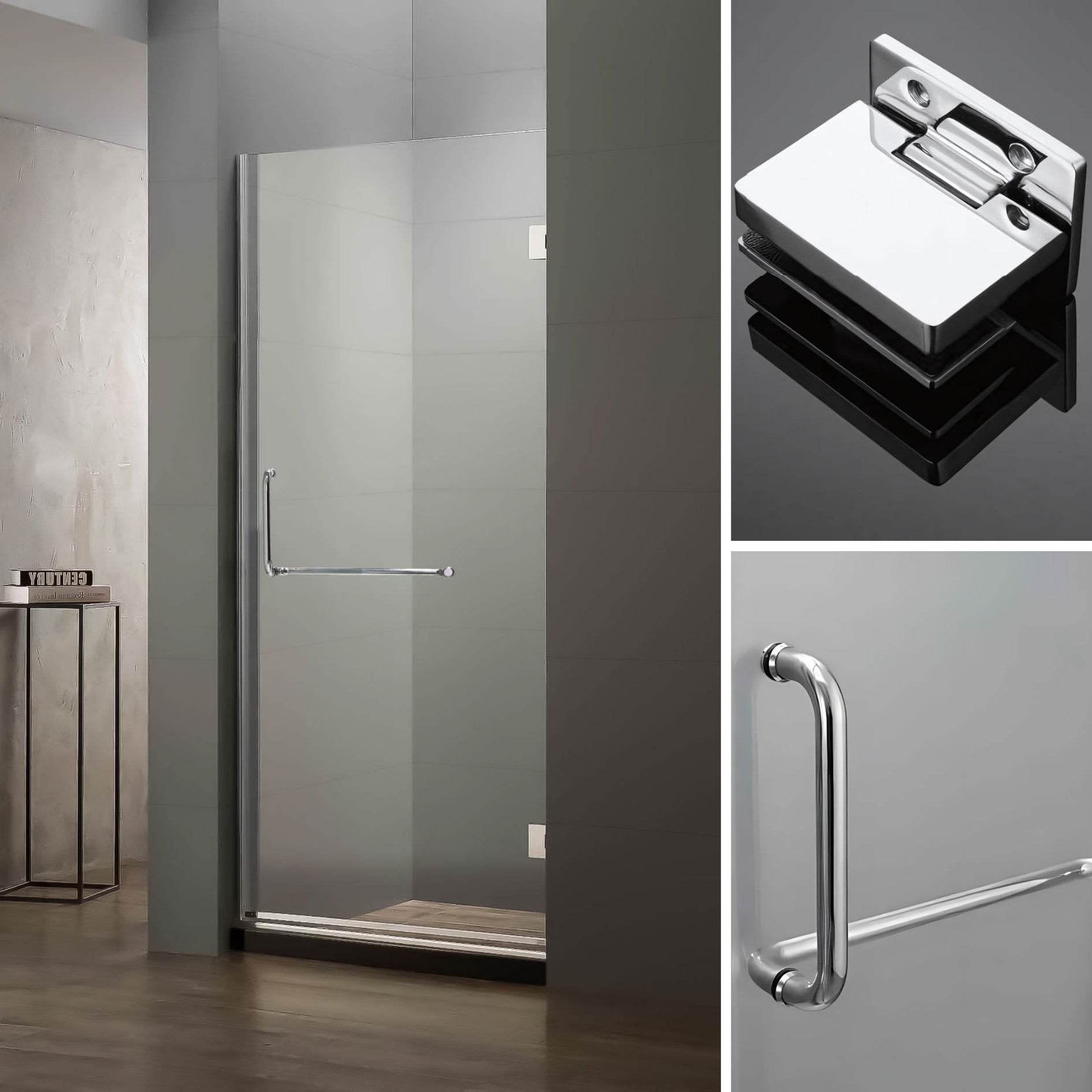 Dreamwerks Frameless Hinged Shower Door – Clear or Frosted, Easy Clean & Luxury Finish