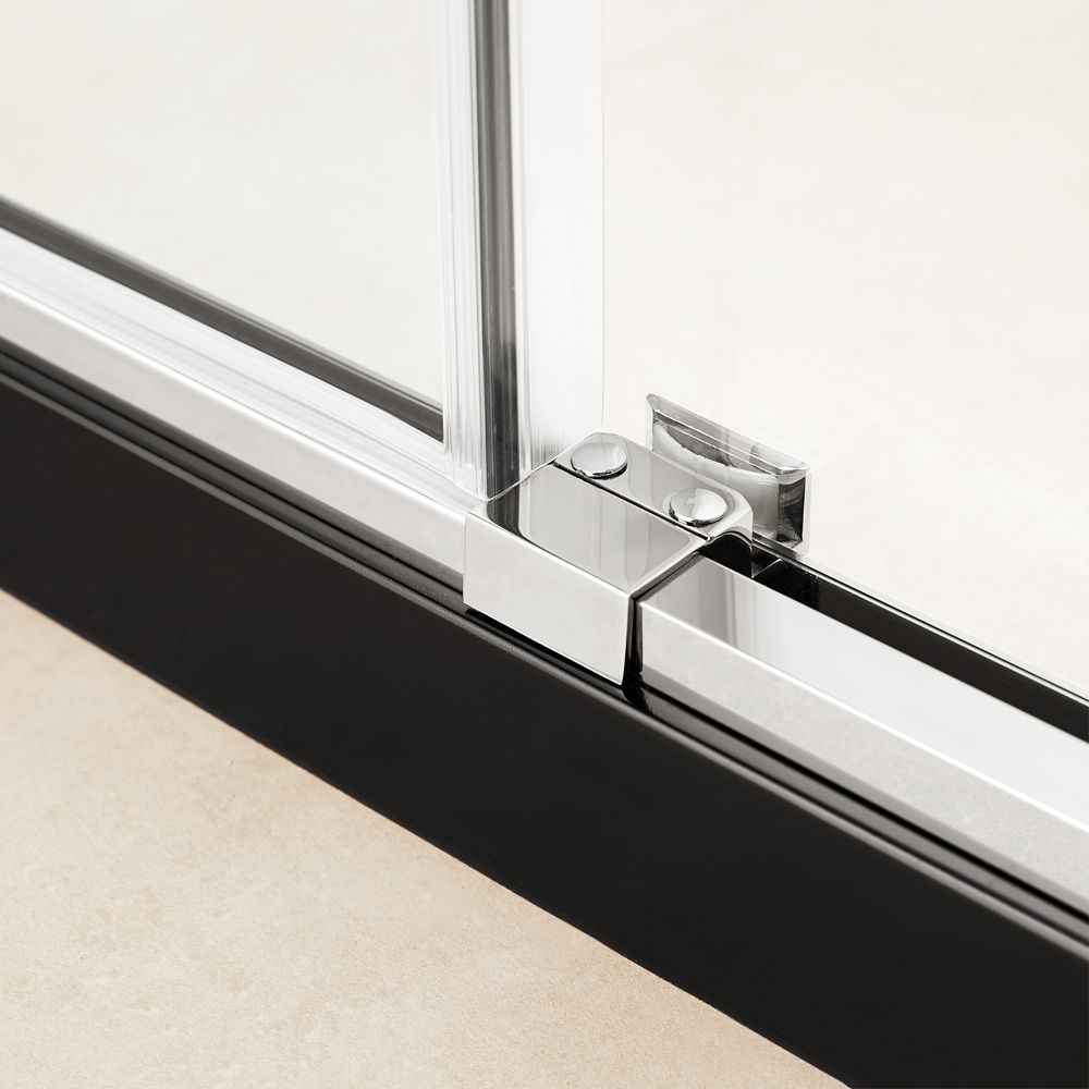 48 in. W x 79 in. H Sliding Frameless Shower Door in Stainless Steel