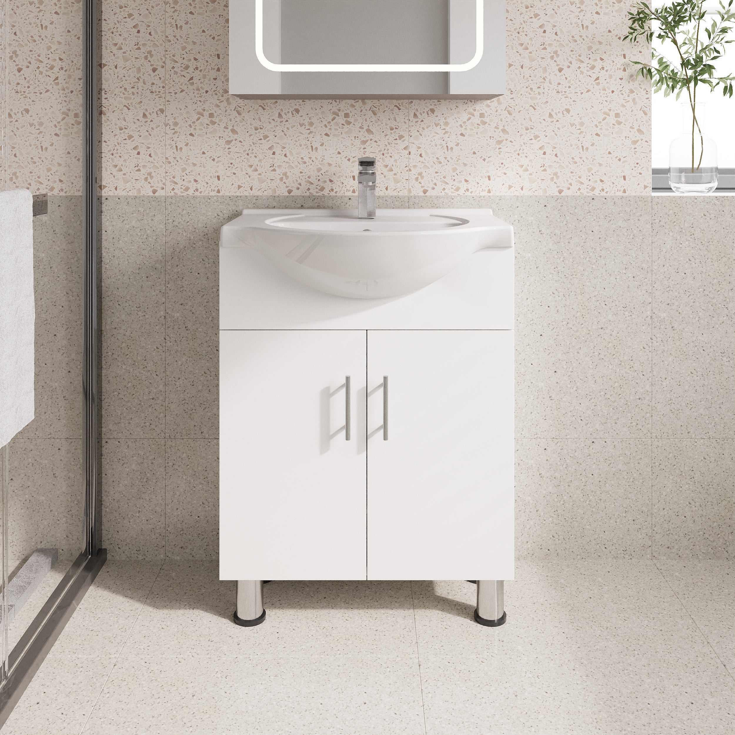 Lilly 24" W x 18" D x 34" H Euro-Style Vanity in White with Ceramic Vanity Top - Dreamwerks