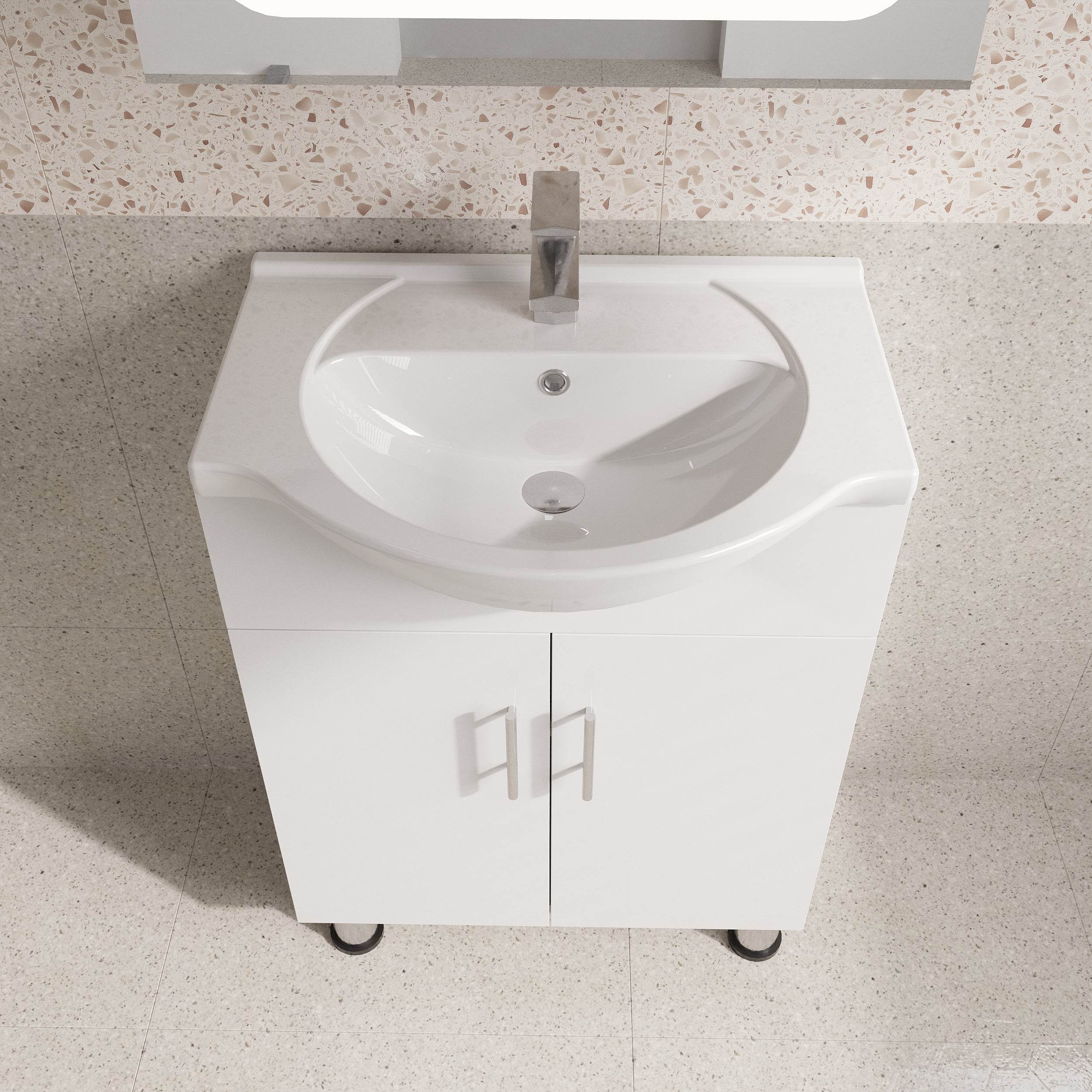 Lilly 24" W x 18" D x 34" H Euro-Style Vanity in White with Ceramic Vanity Top - Dreamwerks