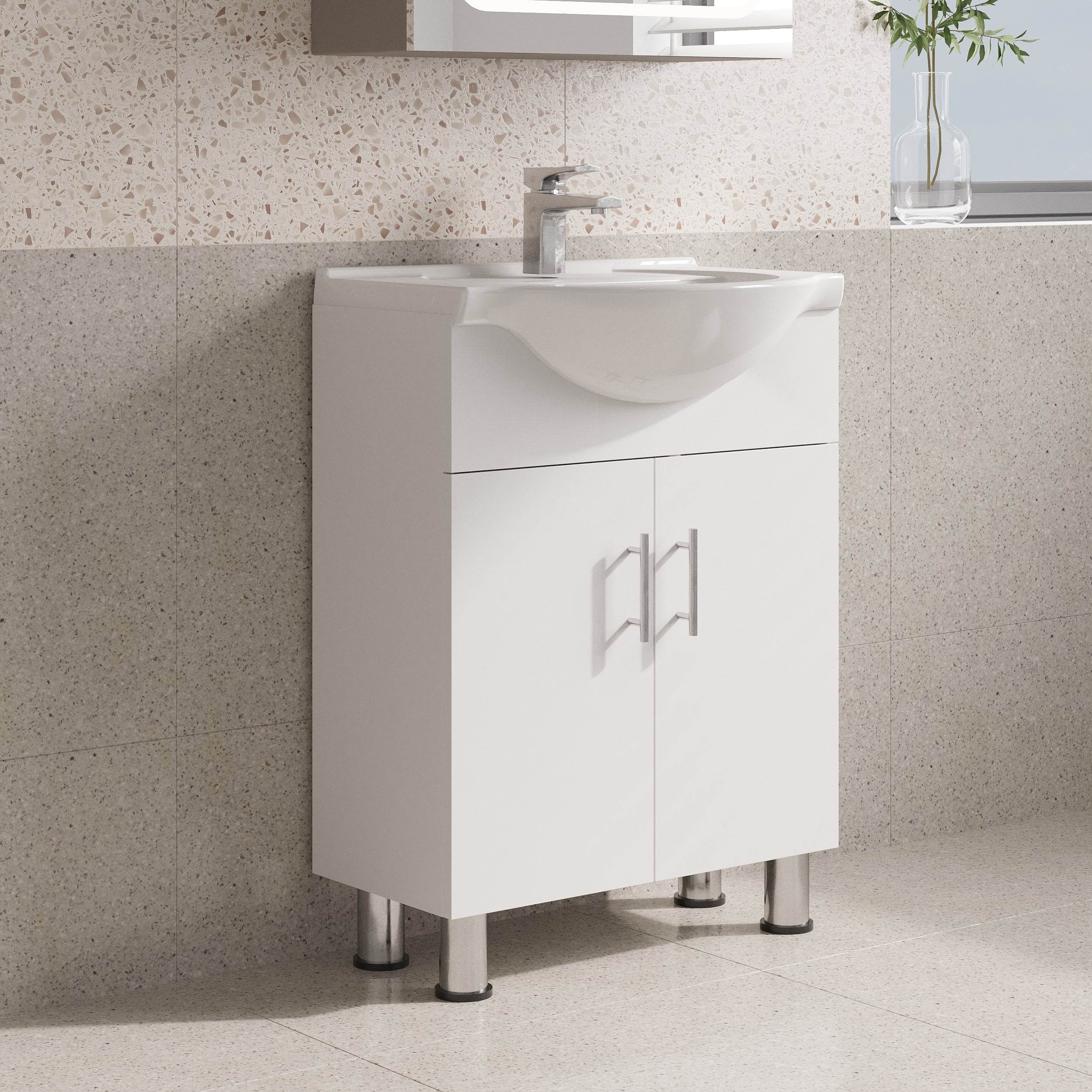 Lilly 24" W x 18" D x 34" H Euro-Style Vanity in White with Ceramic Vanity Top - Dreamwerks