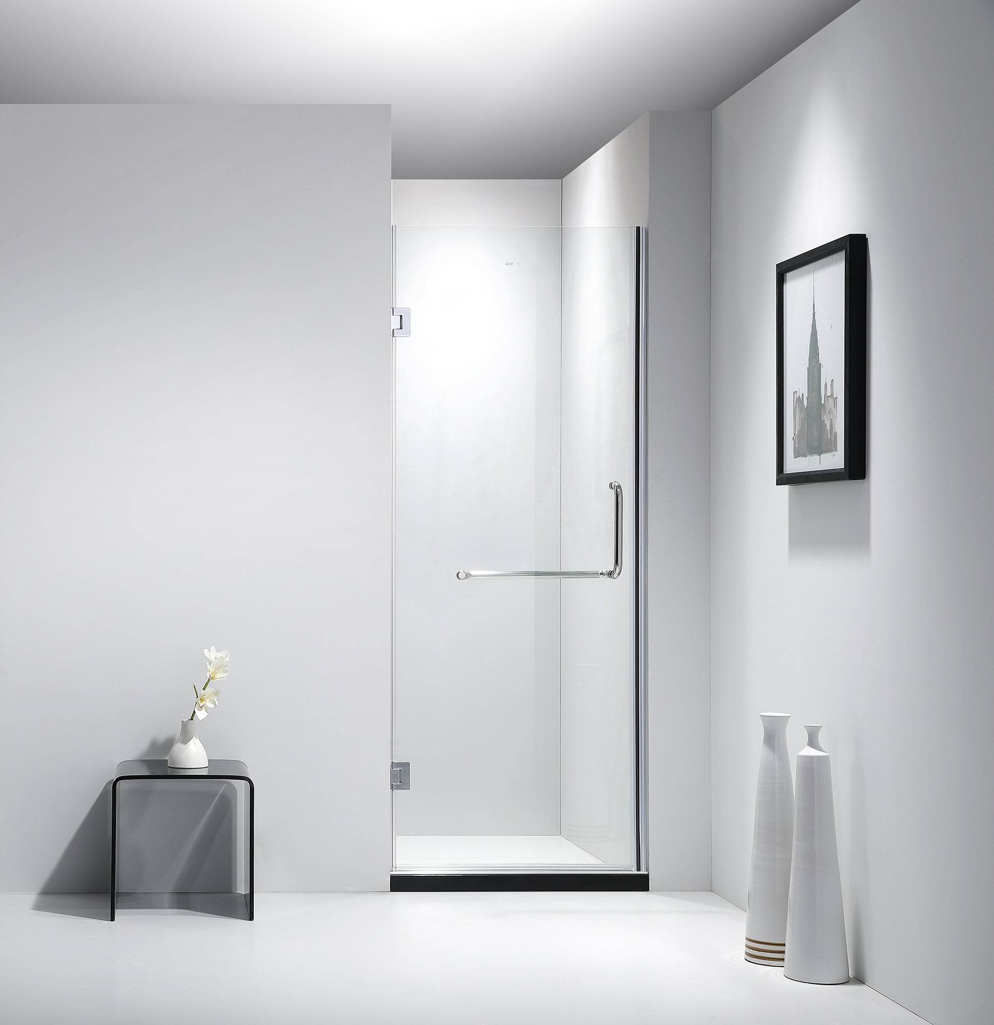Dreamwerks Frameless Hinged Shower Door – Clear or Frosted, Easy Clean & Luxury Finish