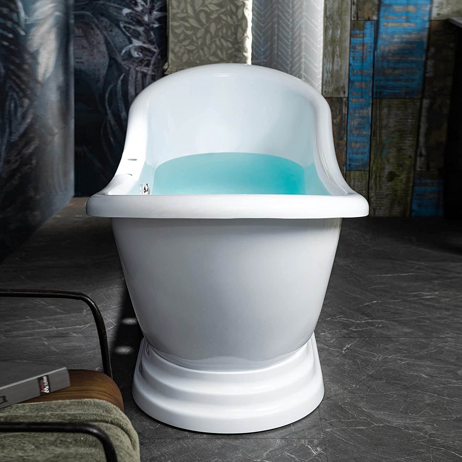 Dreamwerks 5.75 ft. acrylic freestanding pedestal bathtub – 30" wide ergonomic soaking tub
