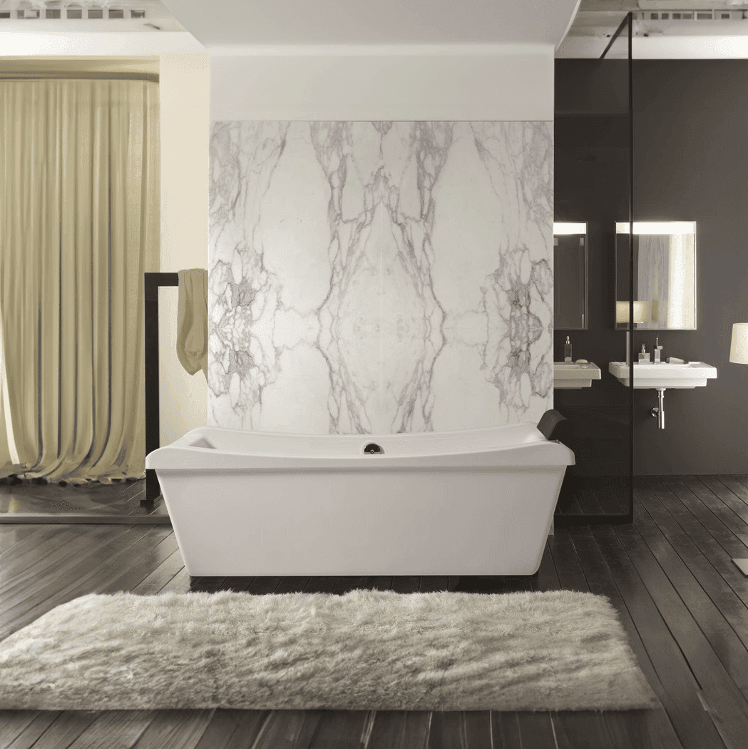 Dreamwerks 68" modern freestanding soaker tub, acrylic deep soaking and white bathtub