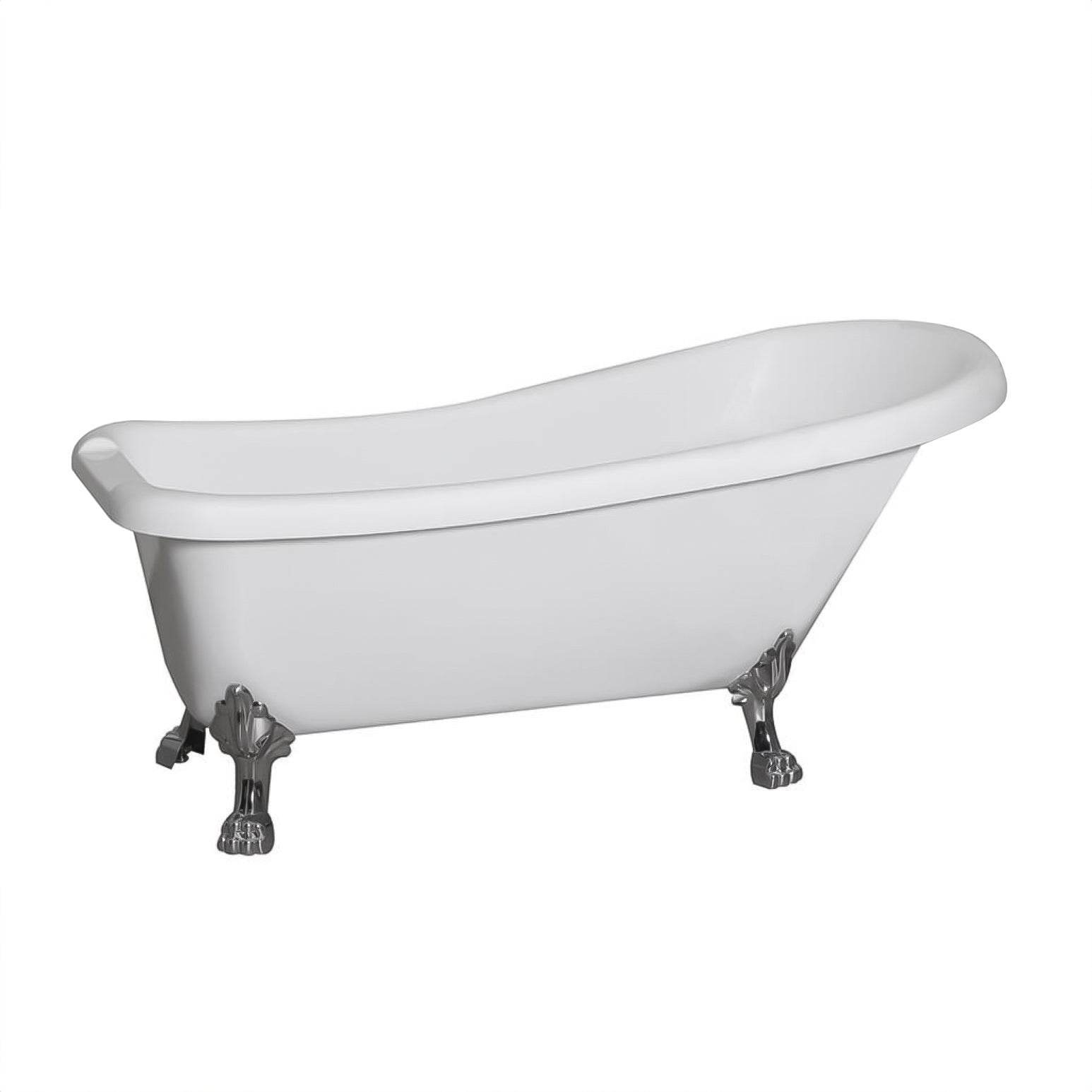 67" Acrylic Claw Foot Tub – Vintage Freestanding Bathtub for Classic Bathroom Style