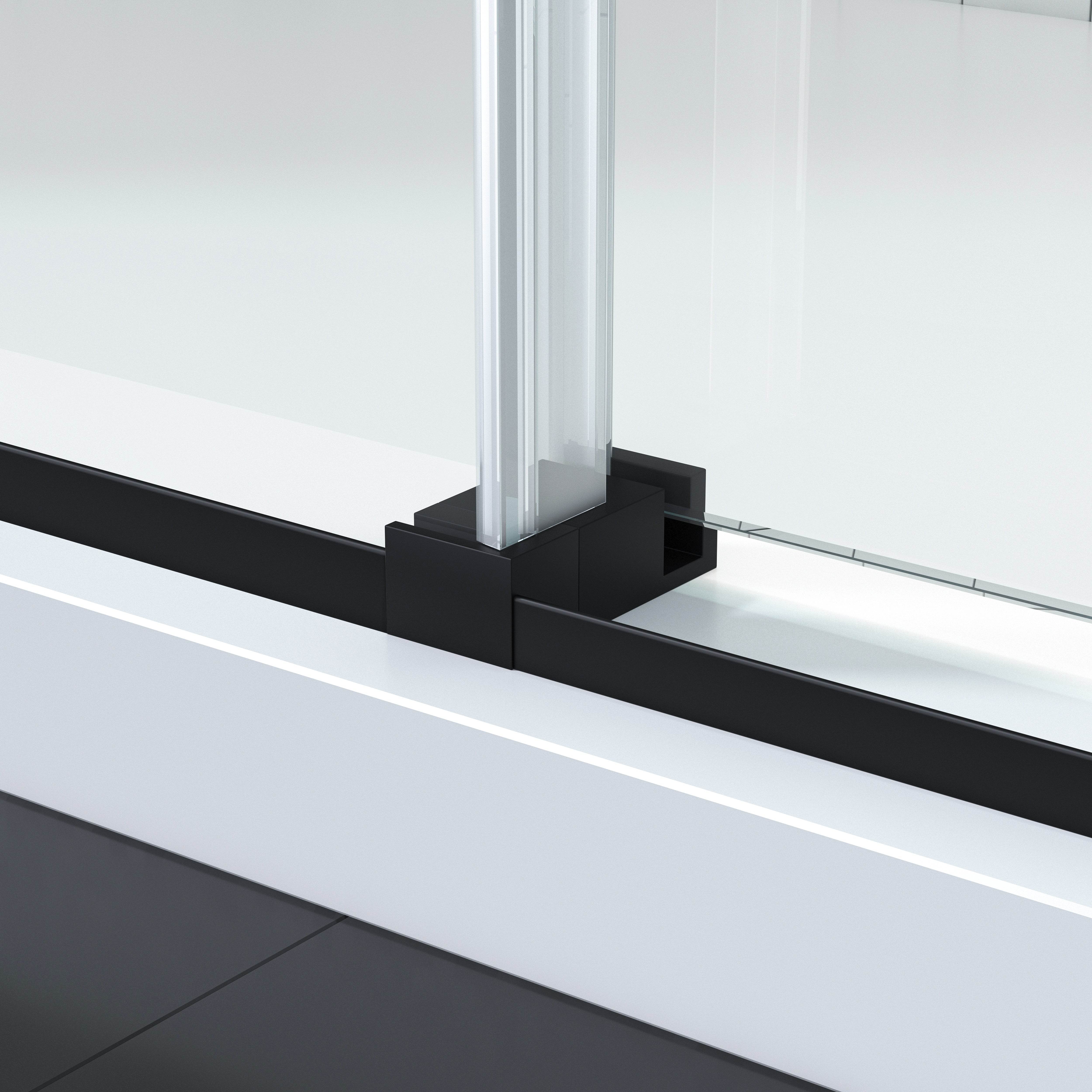 Apollo 60 in. W x 79 in. H Frameless Double Roller Shower Door in Black - Dreamwerks