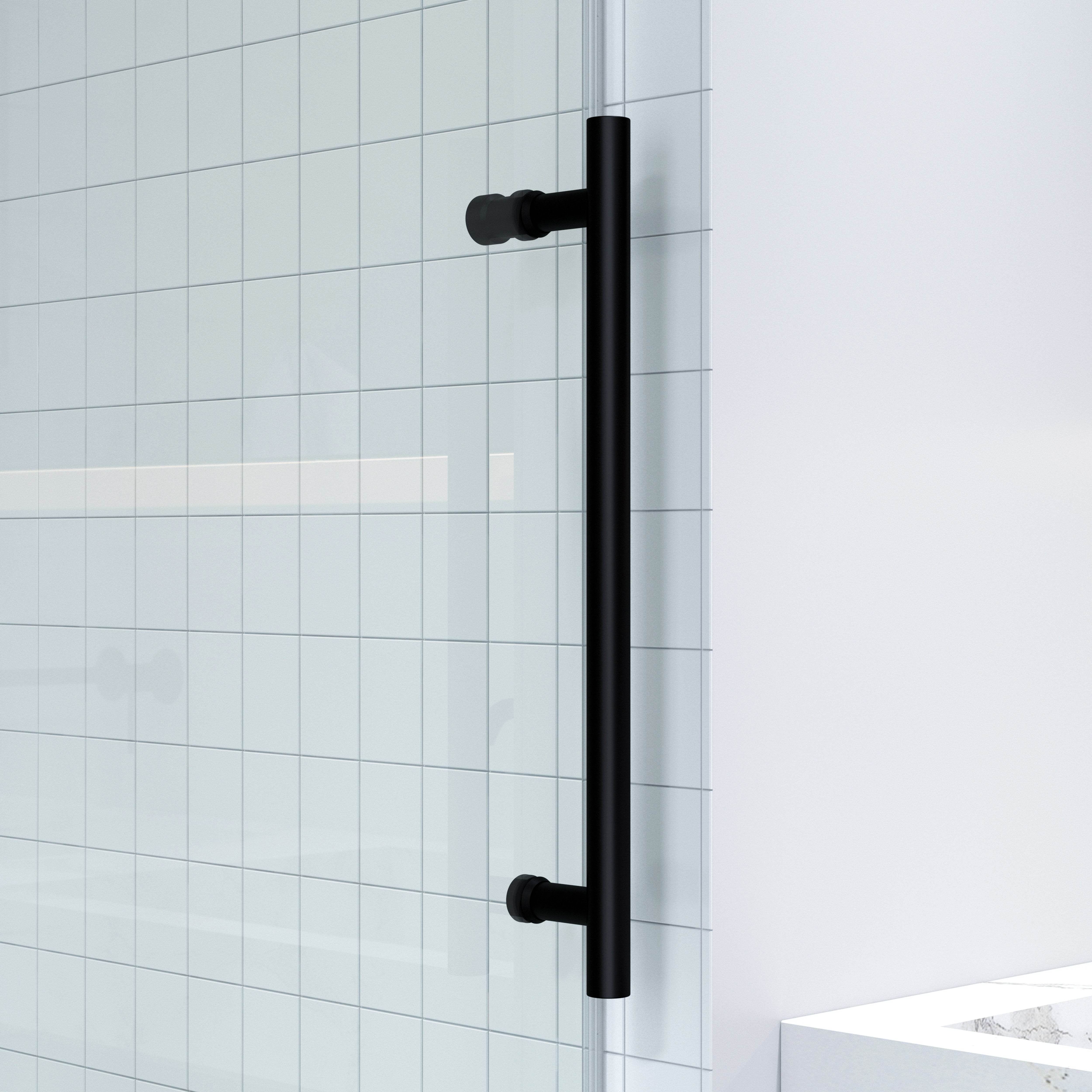 Apollo 60 in. W x 79 in. H Frameless Double Roller Shower Door in Black - Dreamwerks