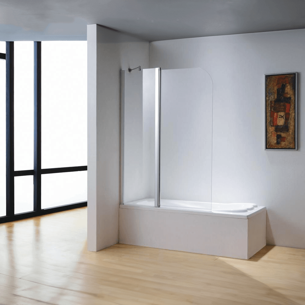 Dreamwerks 43"W x 59"H Frameless Pivot Tub Door in Chrome - Available in Clear or Frosted Glass - Dreamwerks