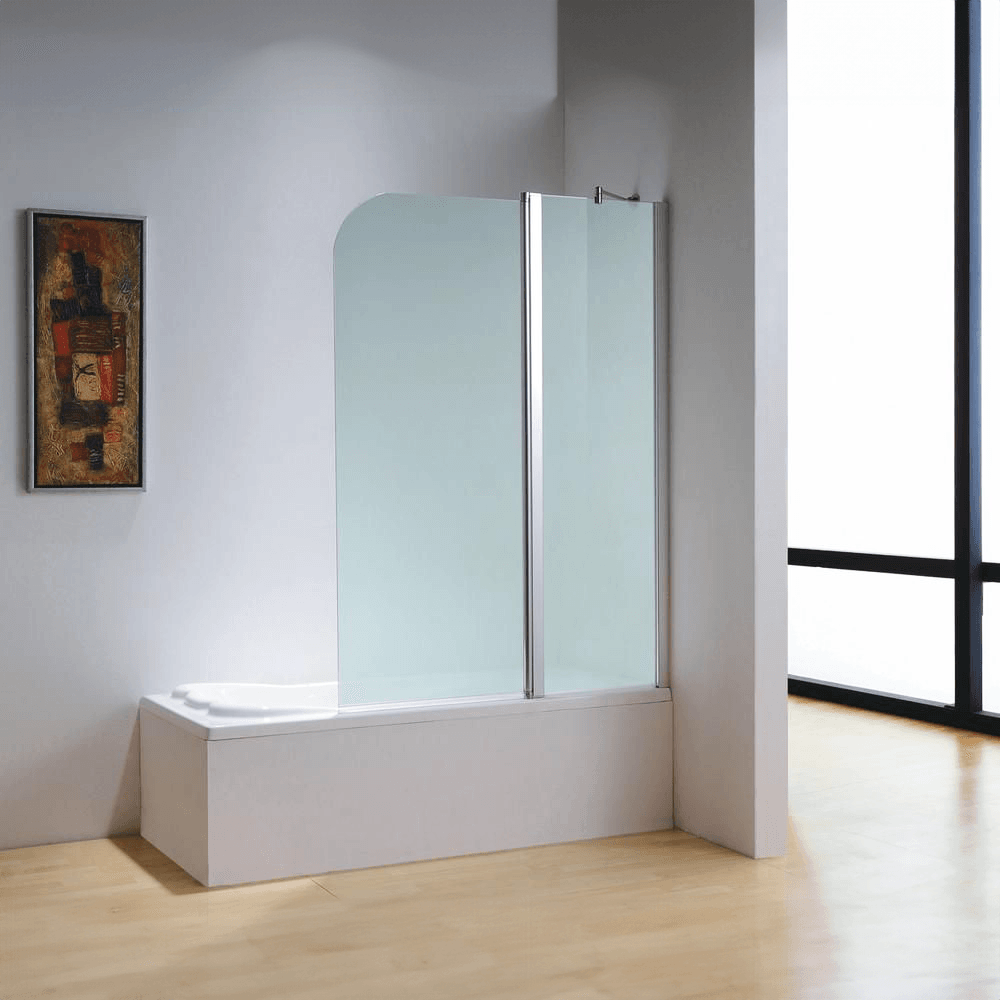 Dreamwerks 43"W x 59"H Frameless Pivot Tub Door in Chrome - Available in Clear or Frosted Glass - Dreamwerks