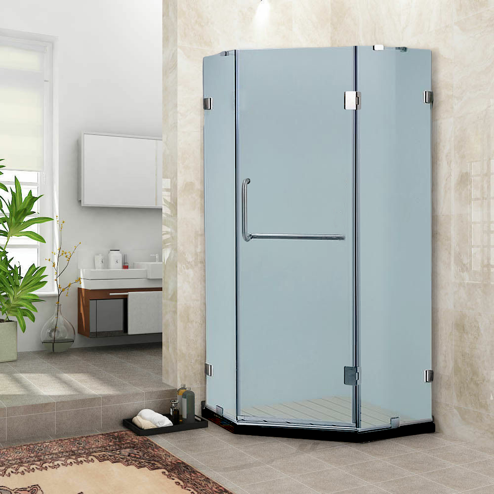 Dreamwerks 39.4"W x 79"H Frameless Neo-Angle Hinged Shower Door - Available in Clear or Frosted Glass
