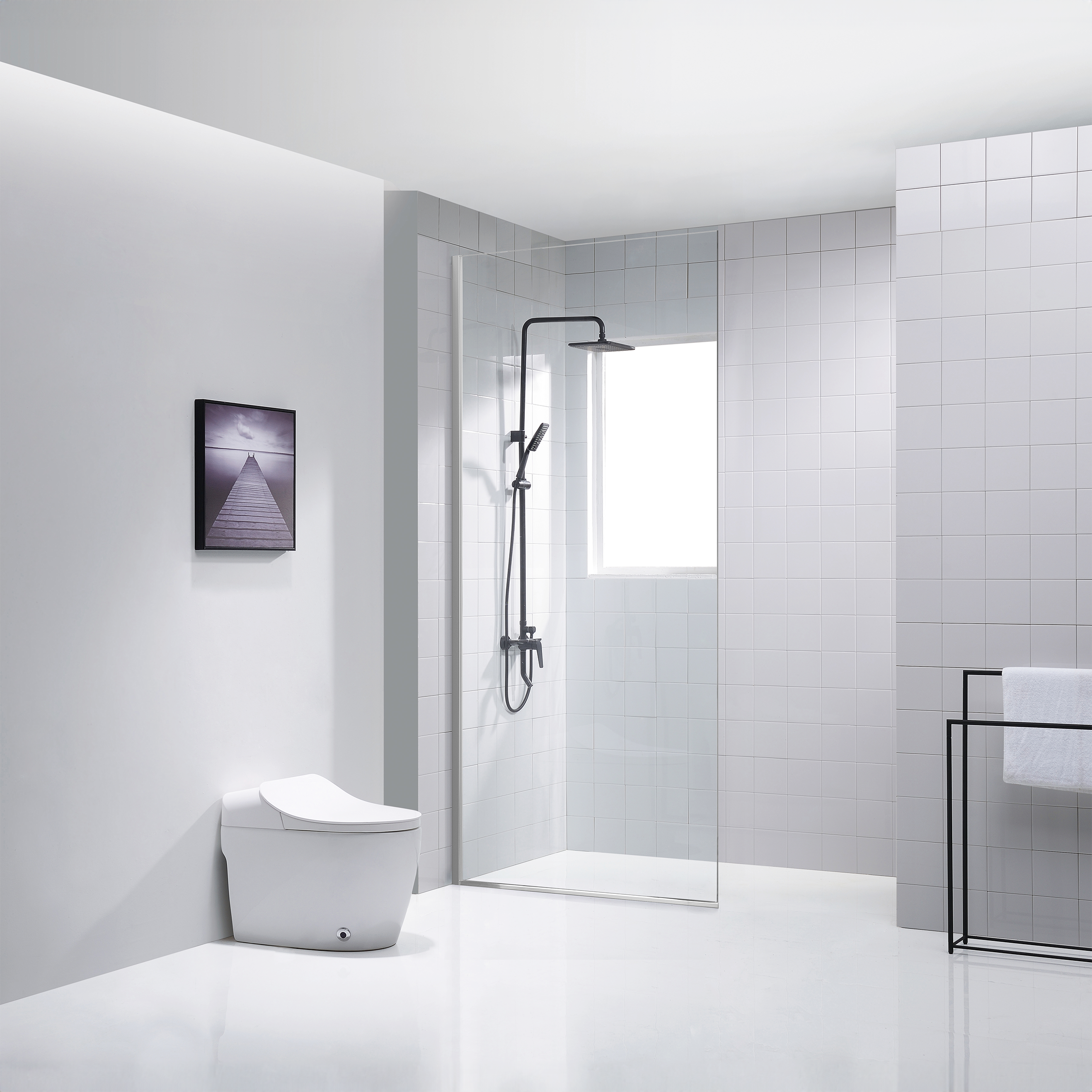 Dreamwerks 32"W x 79"H Frameless Fixed Shower Door in Chrome - Available in Clear or Frosted Glass