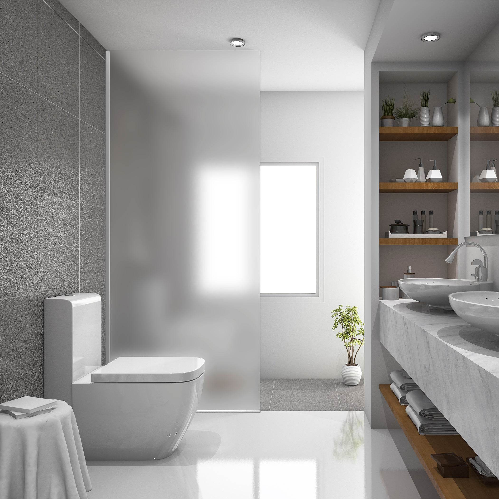 35.4 in. frameless fixed shower door in chrome with clear or frosted glass – elegant bathroom screen