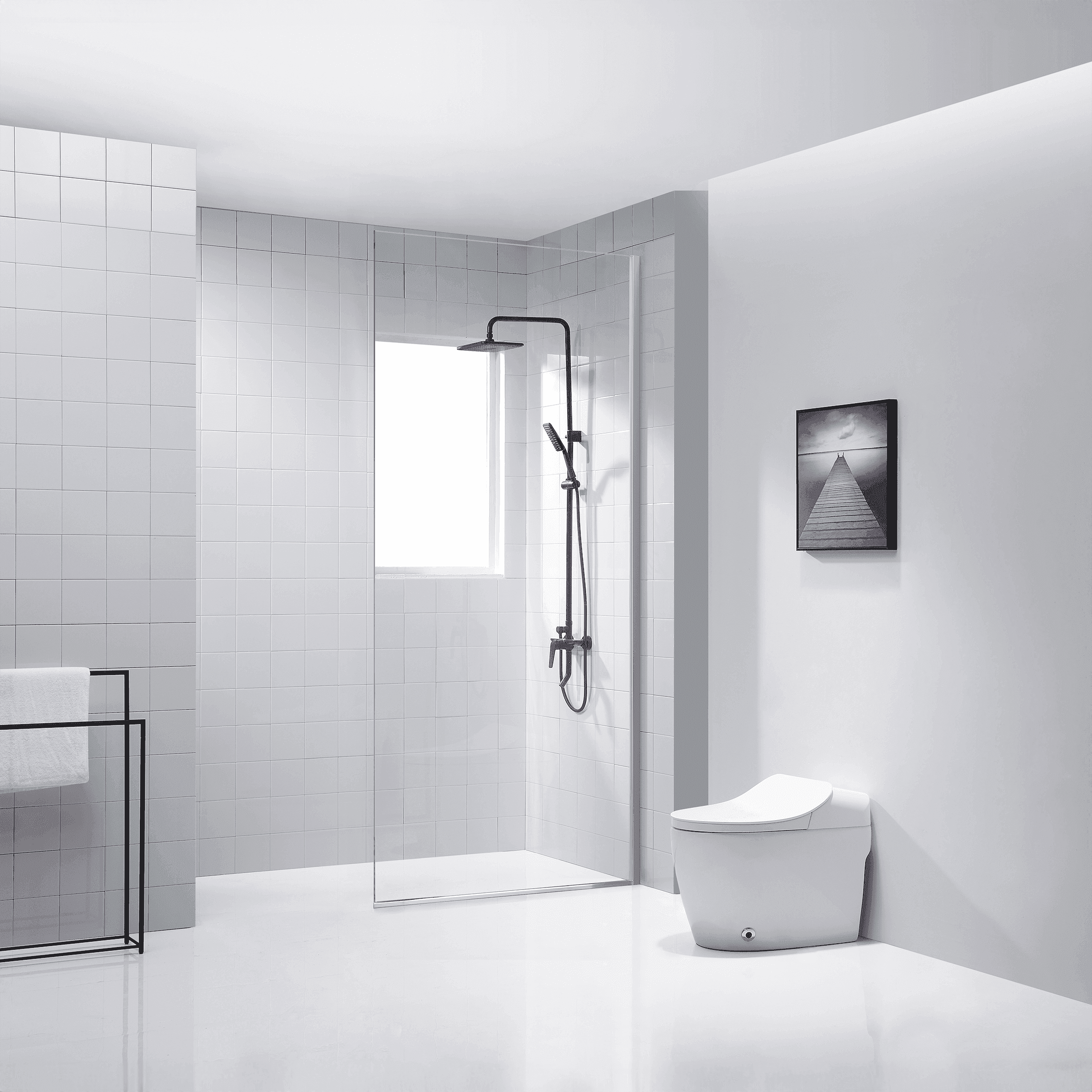 35.4 in. frameless fixed shower door in chrome with clear or frosted glass – elegant bathroom screen