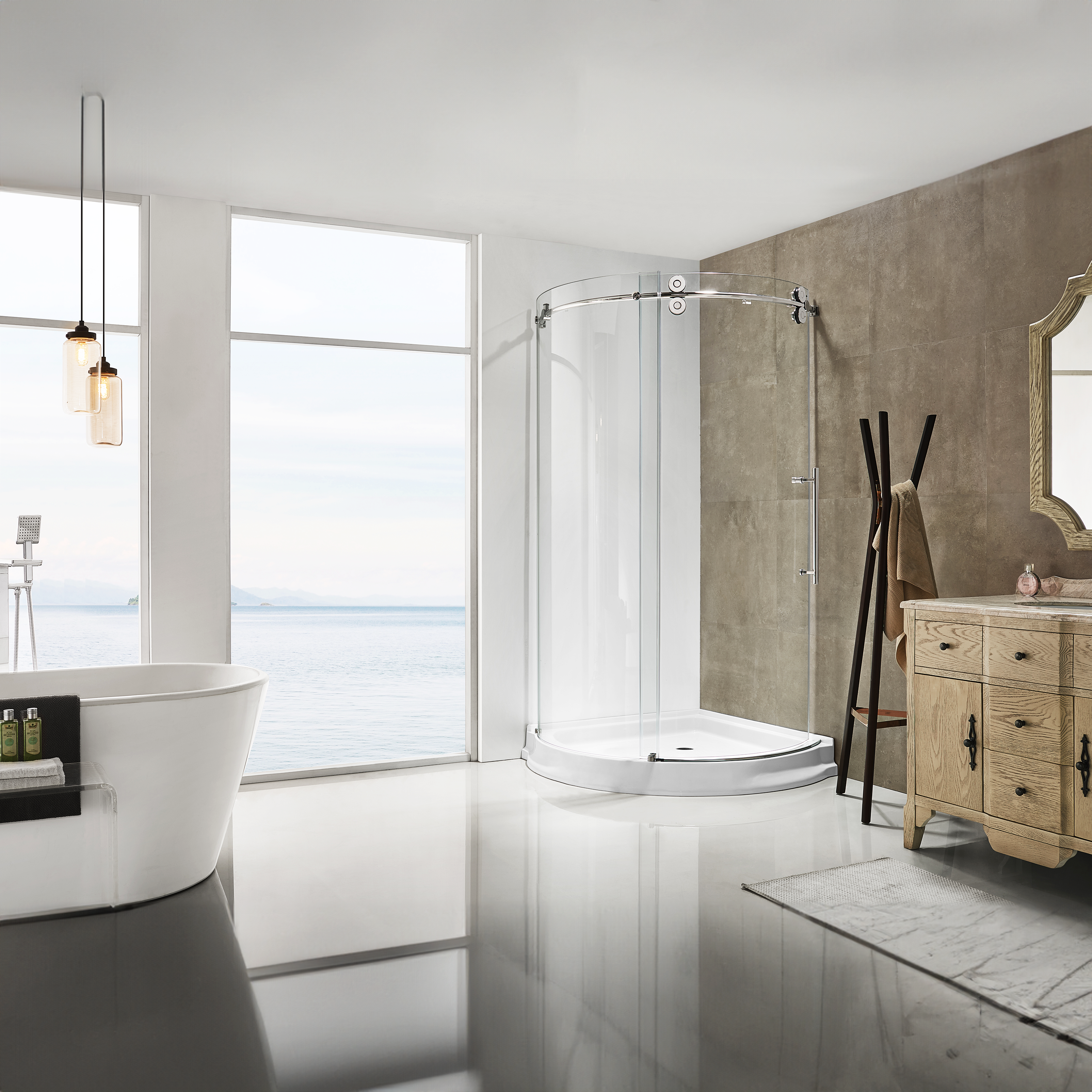 Dreamwerks 40"W x 79"H Frameless Sliding Shower Door Enclosure in Chrome Finish - Available in Clear or Frosted Glass