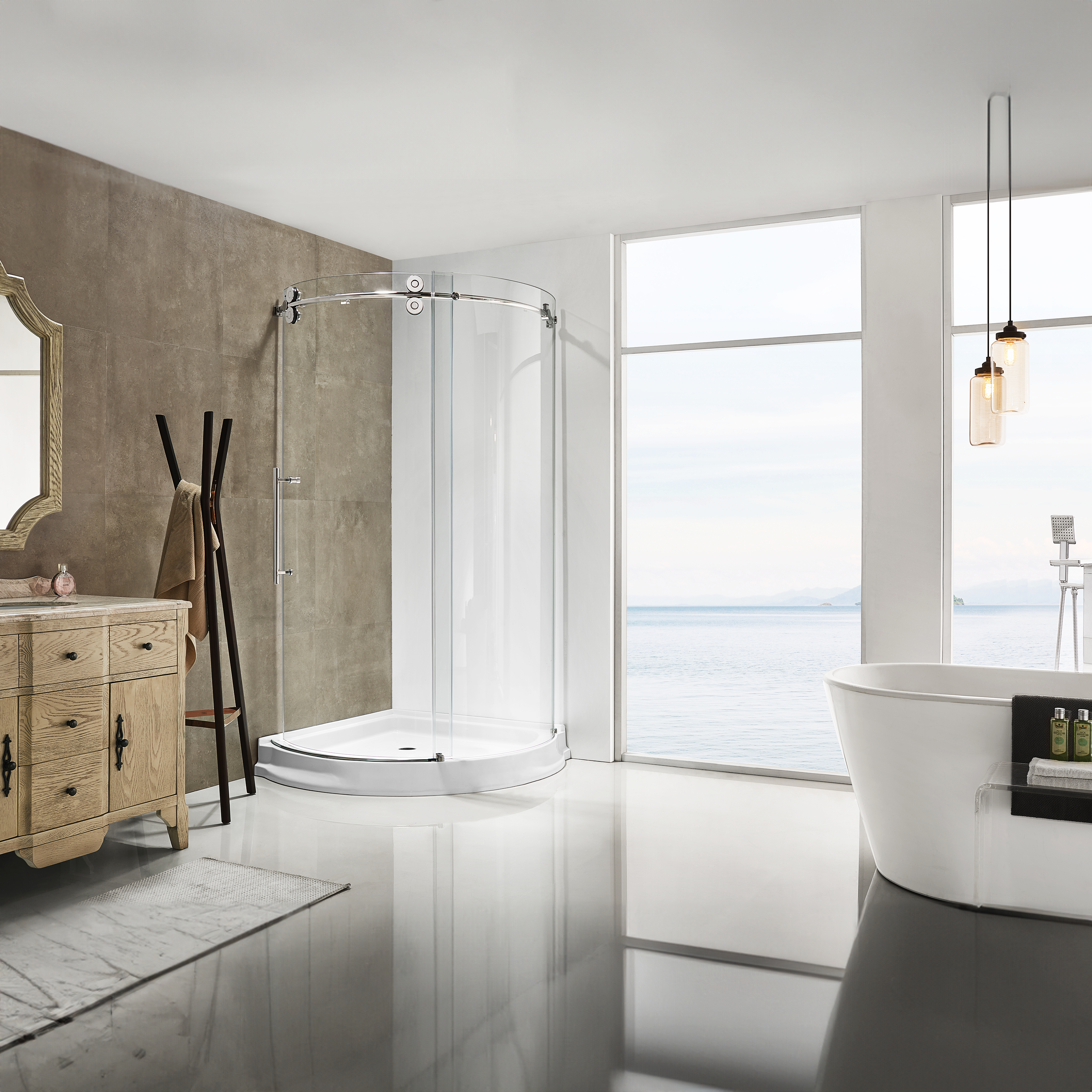 Dreamwerks 40"W x 79"H Frameless Sliding Shower Door Enclosure in Chrome Finish - Available in Clear or Frosted Glass