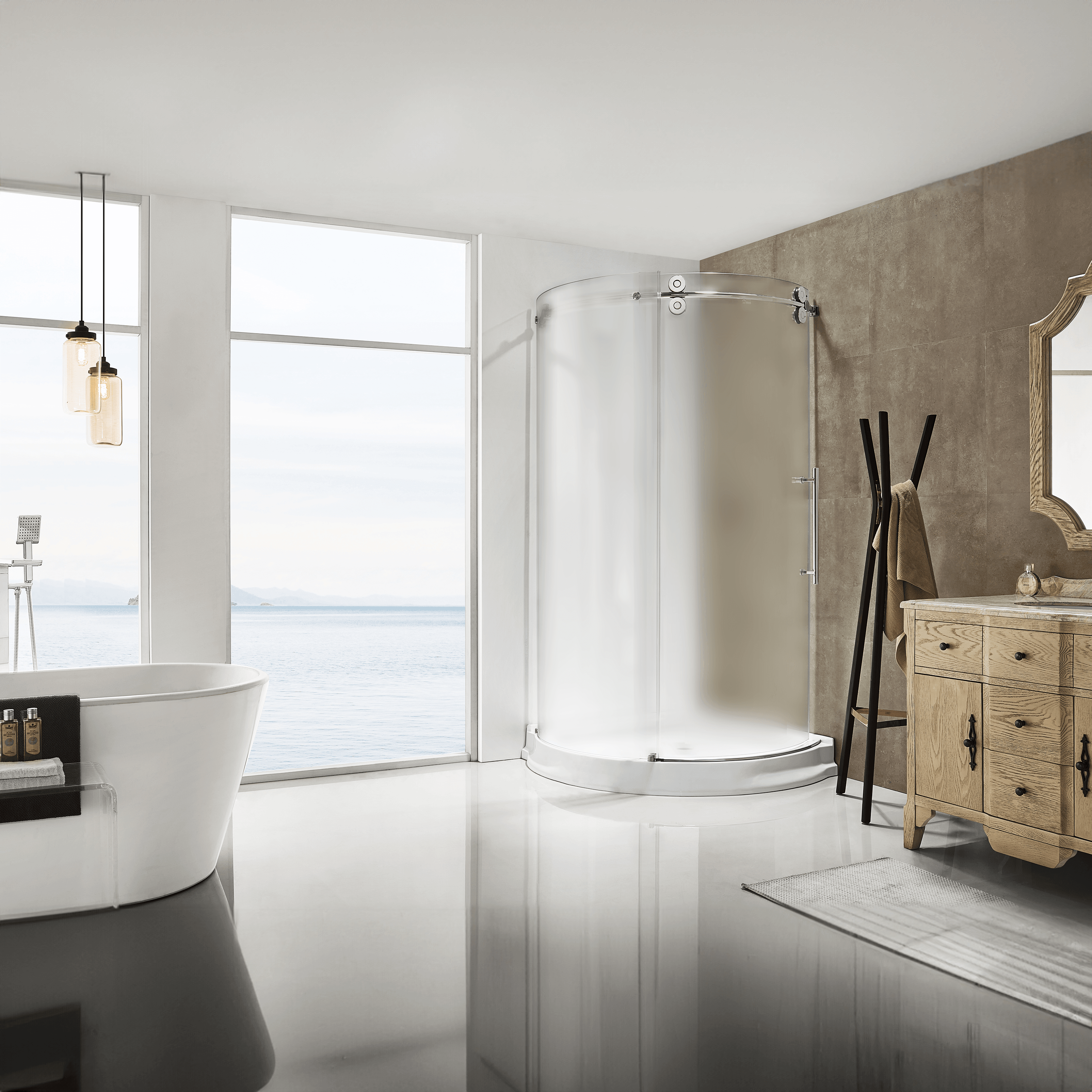 Dreamwerks 40"W x 79"H Frameless Shower Door Enclosure in Chrome Finish - Clear or Frosted Glass - Dreamwerks