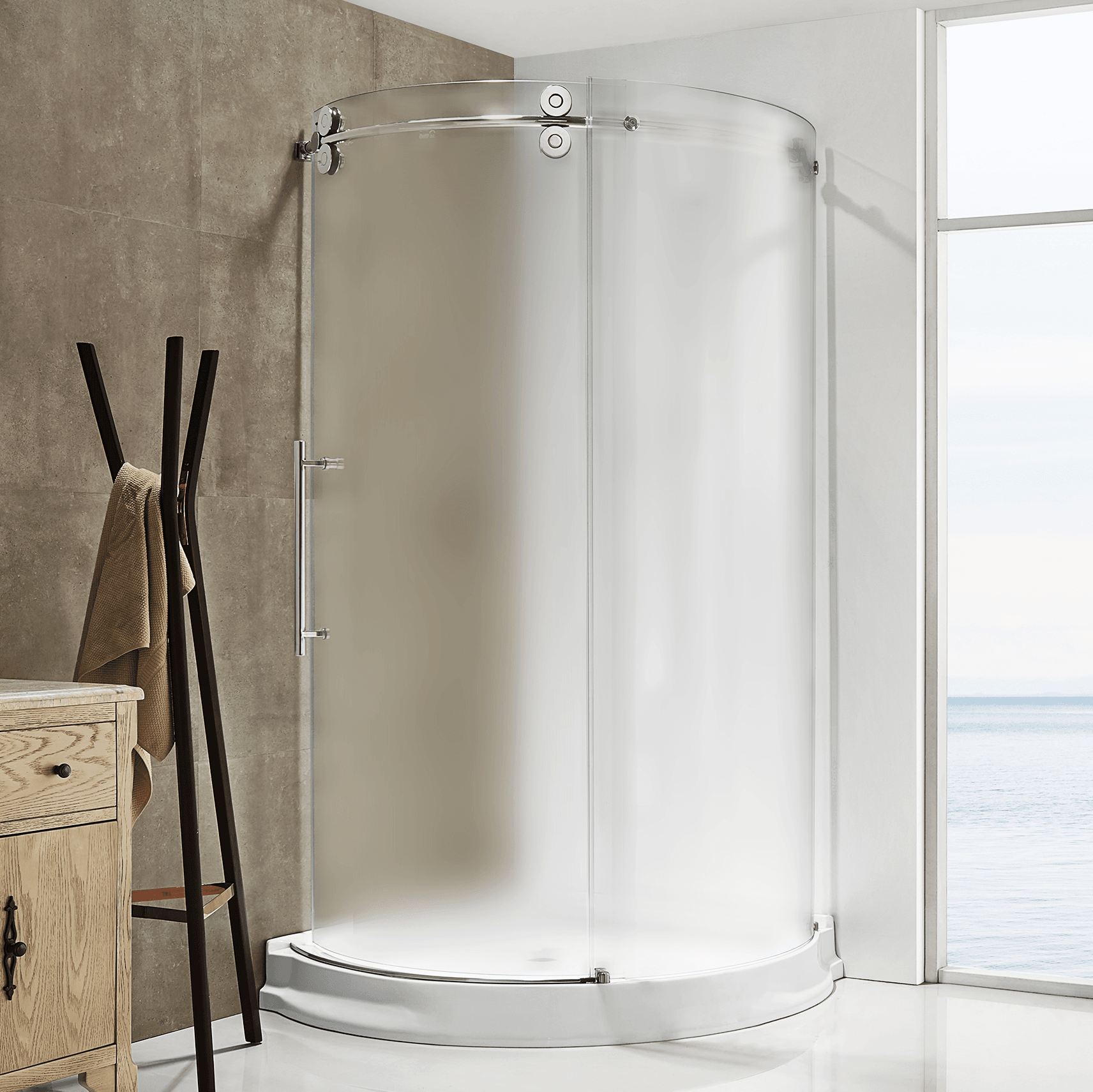 Dreamwerks 40"W x 79"H Frameless Shower Door Enclosure in Chrome Finish - Clear or Frosted Glass - Dreamwerks