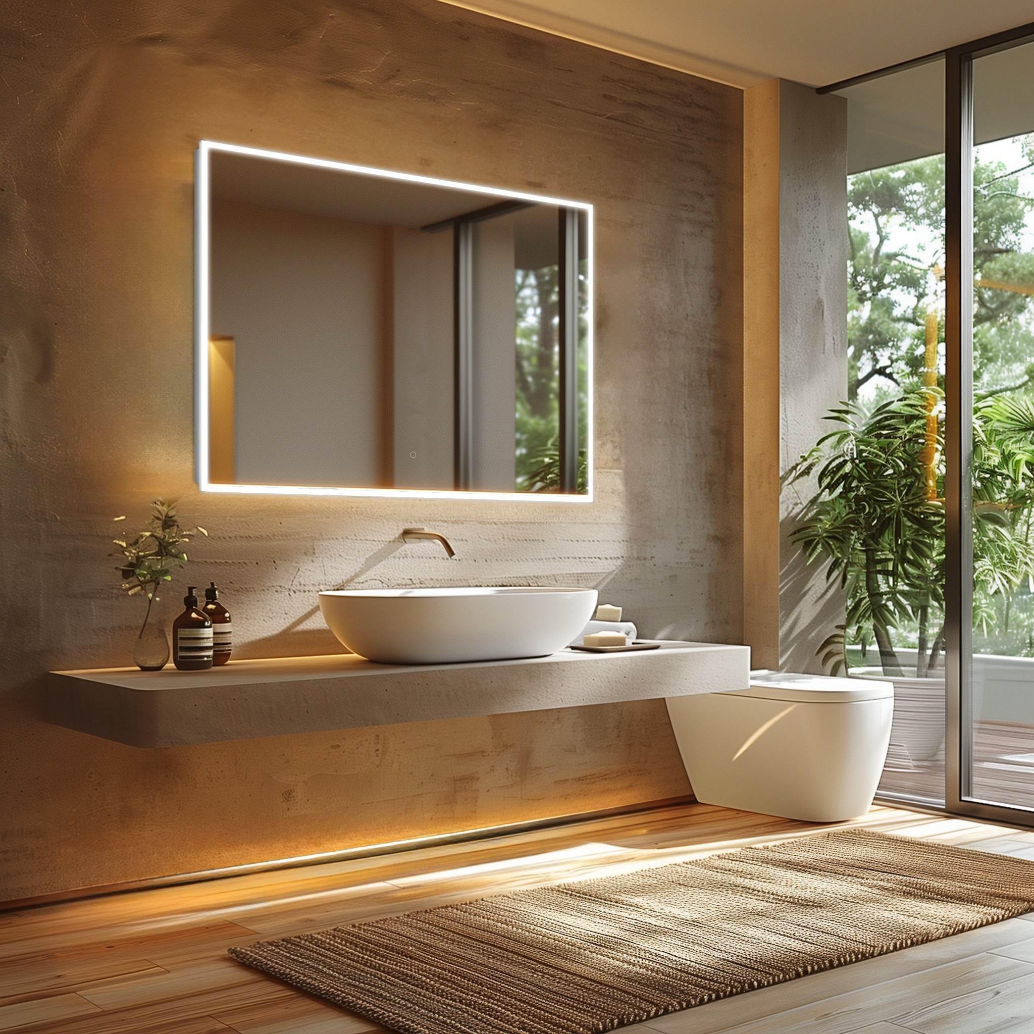 Camila Frameless LED Mirror with Defogger and Integrated Touch Switch - Available in 4 Sizes - Dreamwerks