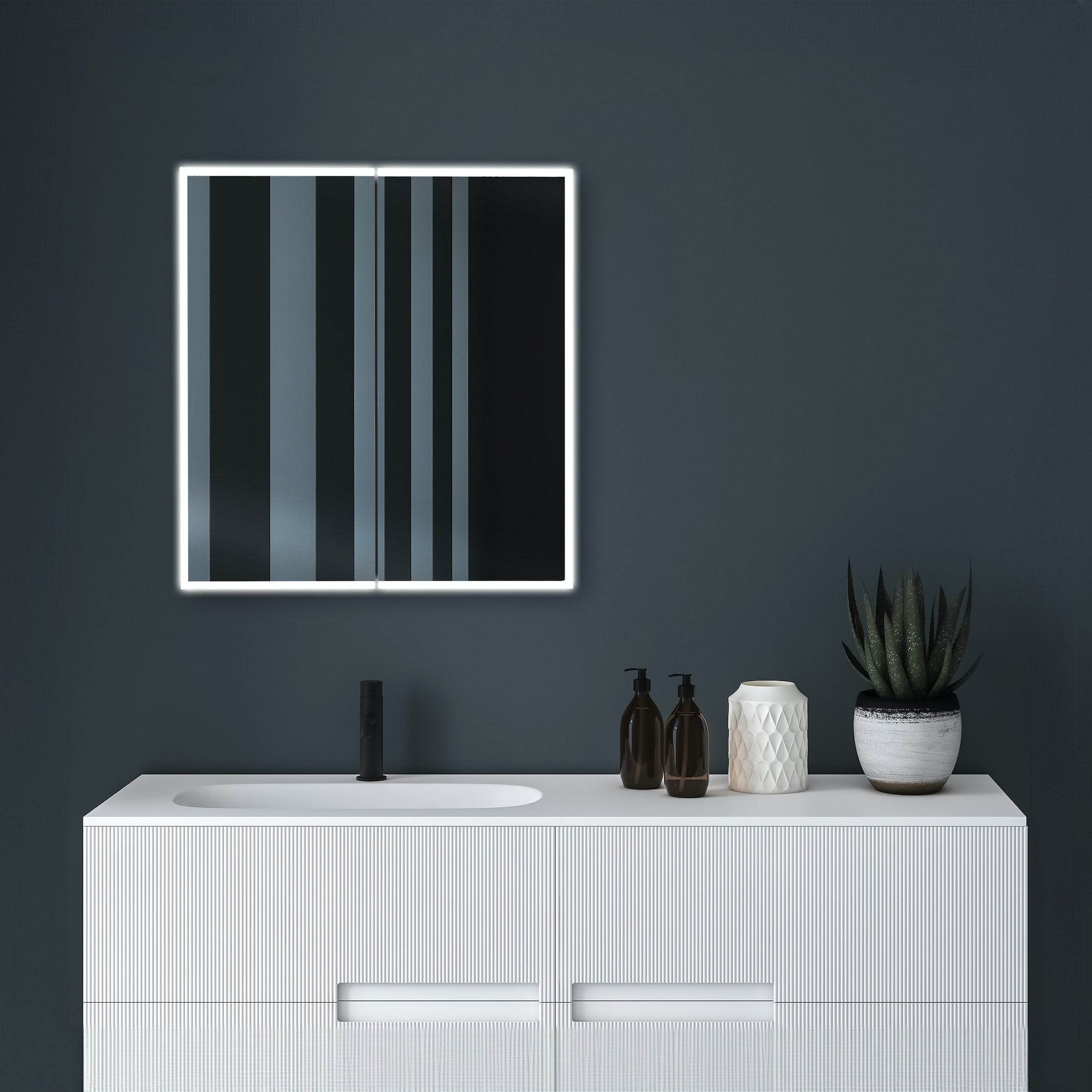 Dani 28"W X 28"H LED Medicine Cabinet with Mirrored Doors - Dreamwerks