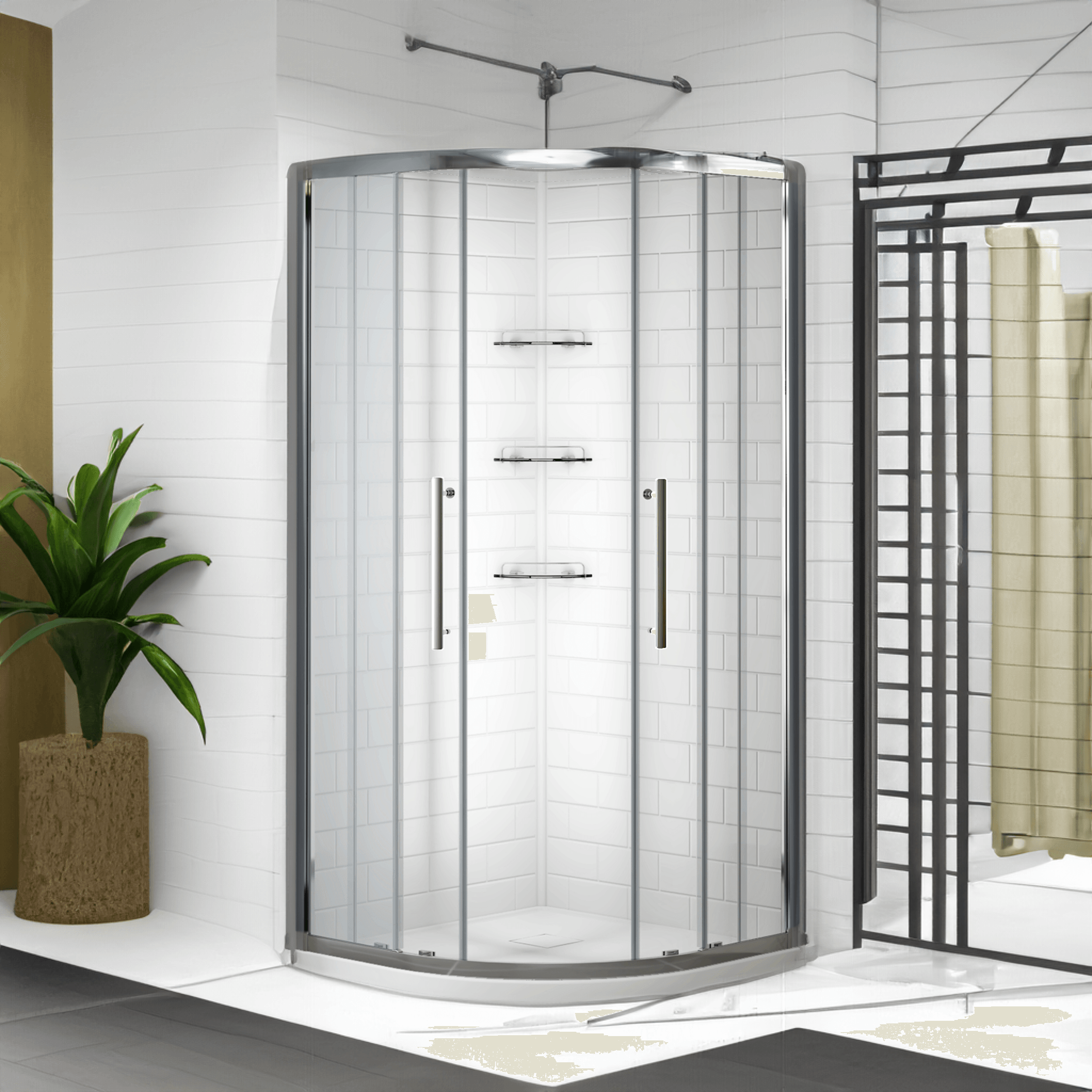 Monaco 36 in. W x 36 in. D x 75 in. H Round Chrome Shower Kit
