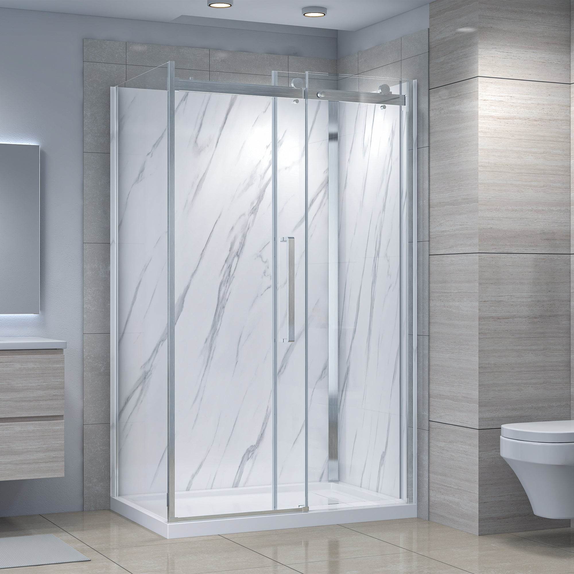Bristol 48 in. W x 32 in. D x 79.2 in. H Rectangular Shower Kit in Black / Chrome / Brushed Nickel - Dreamwerks