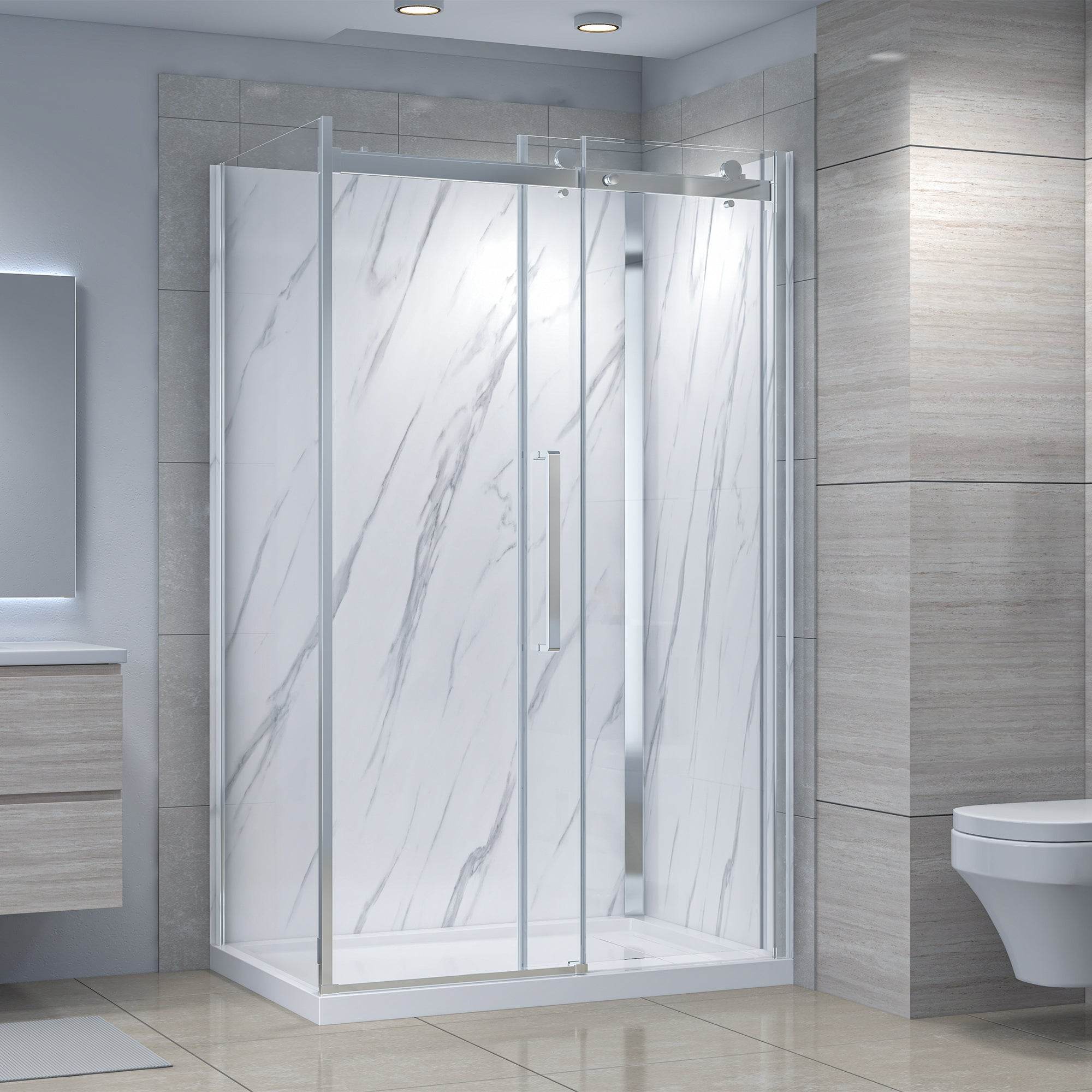 Bristol 48 in. W x 32 in. D x 79.2 in. H Rectangular Shower Kit in Black / Chrome / Brushed Nickel - Dreamwerks
