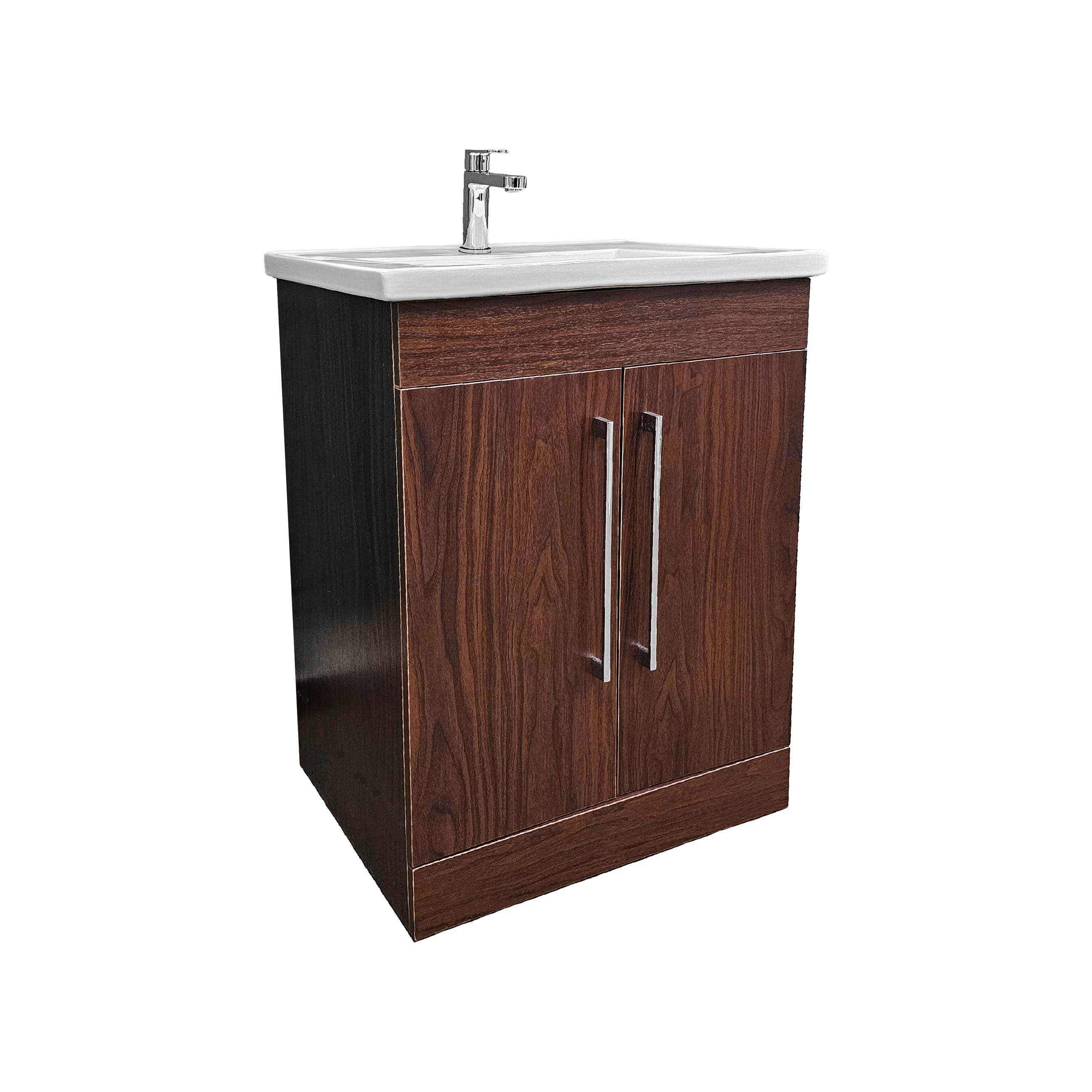 Oslo 24" W x 18" D x 33" H Vanity in Deep Peach Wood Finish with Ceramic Vanity Top - Dreamwerks