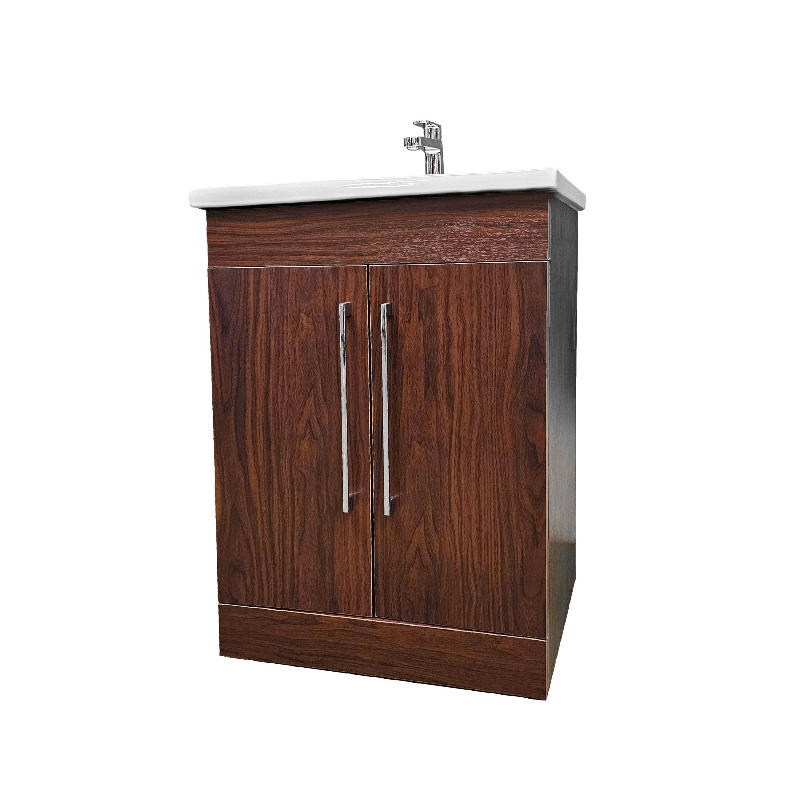 Oslo 24" W x 18" D x 33" H Vanity in Deep Peach Wood Finish with Ceramic Vanity Top - Dreamwerks