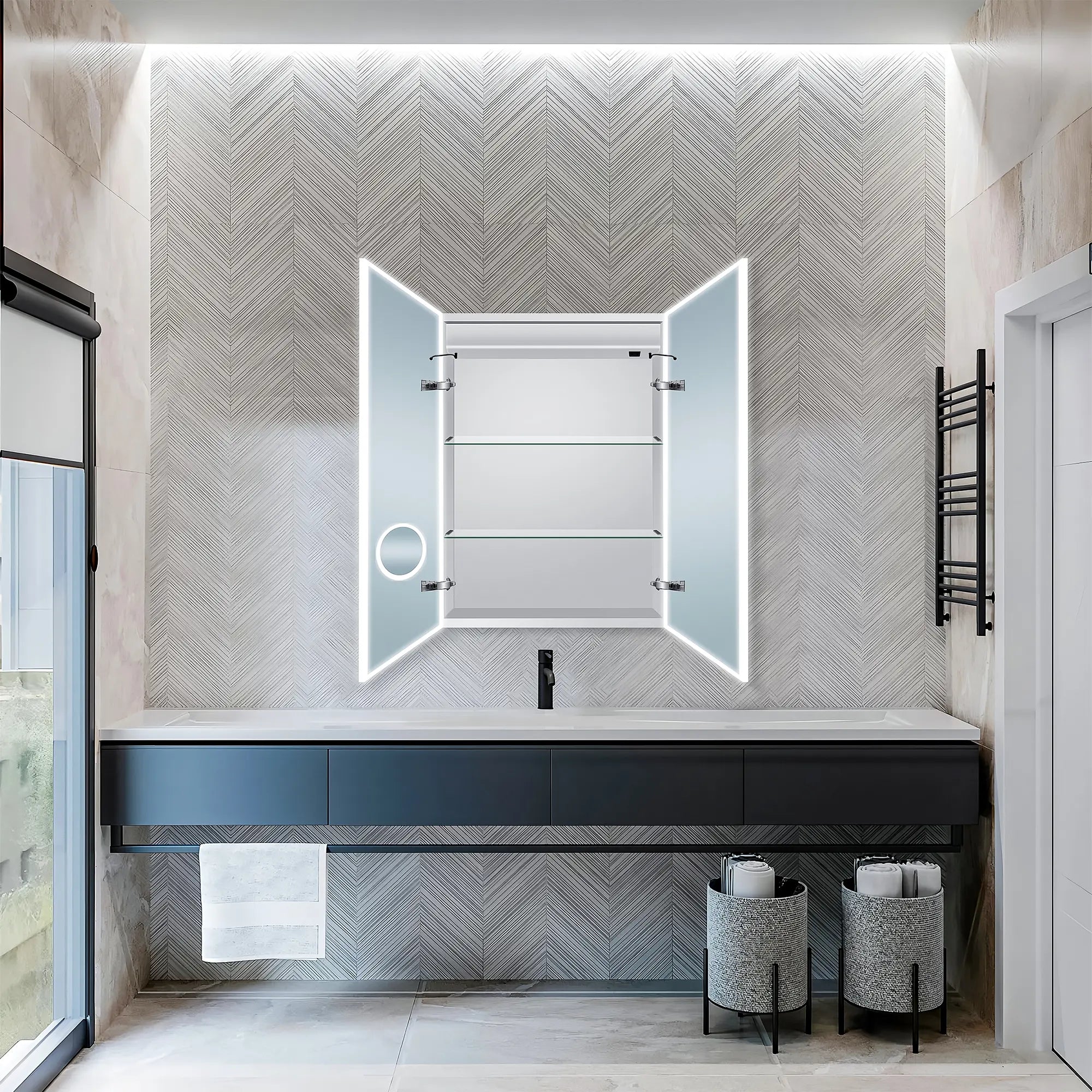 Dhalia LED Bathroom Medicine Cabinet with Defogger and Internal 3X Makeup Mirror - Available in 5 Sizes