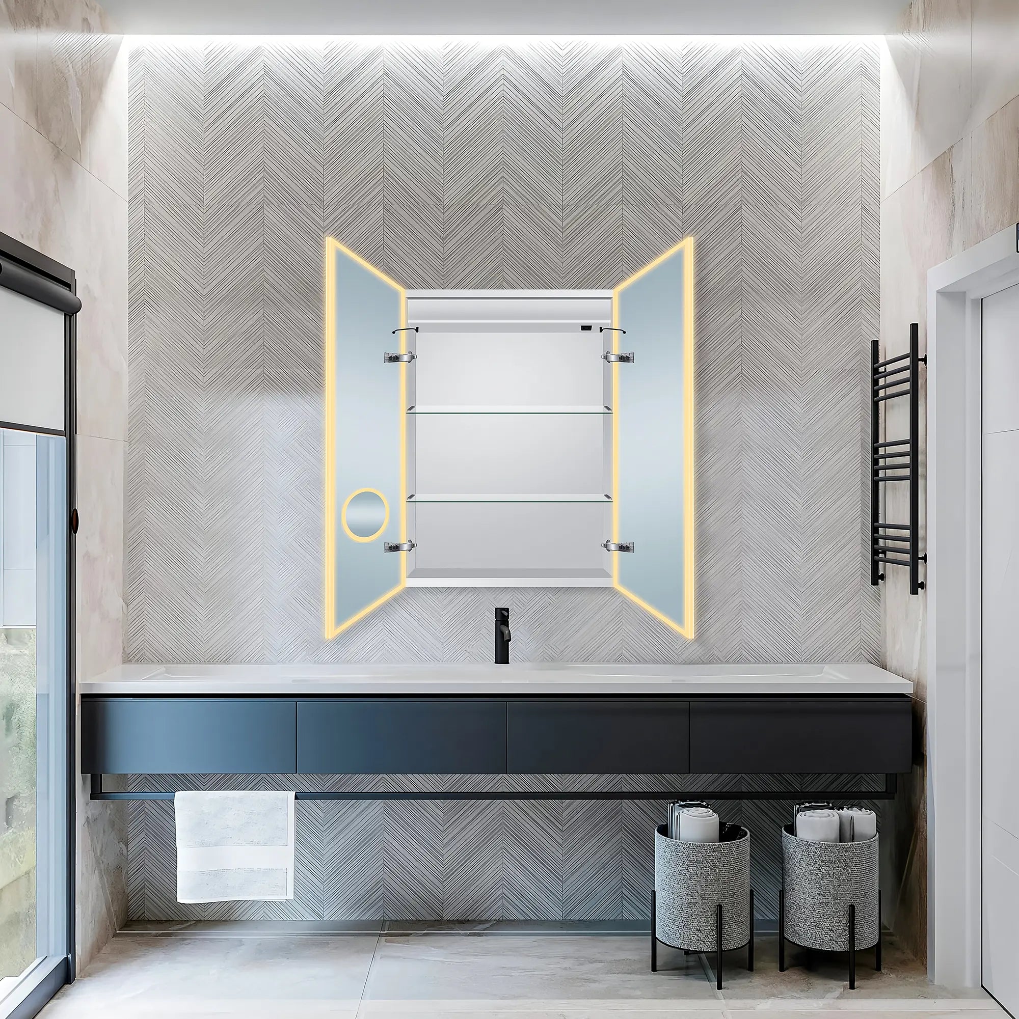 Dhalia LED Bathroom Medicine Cabinet with Defogger and Internal 3X Makeup Mirror - Available in 5 Sizes
