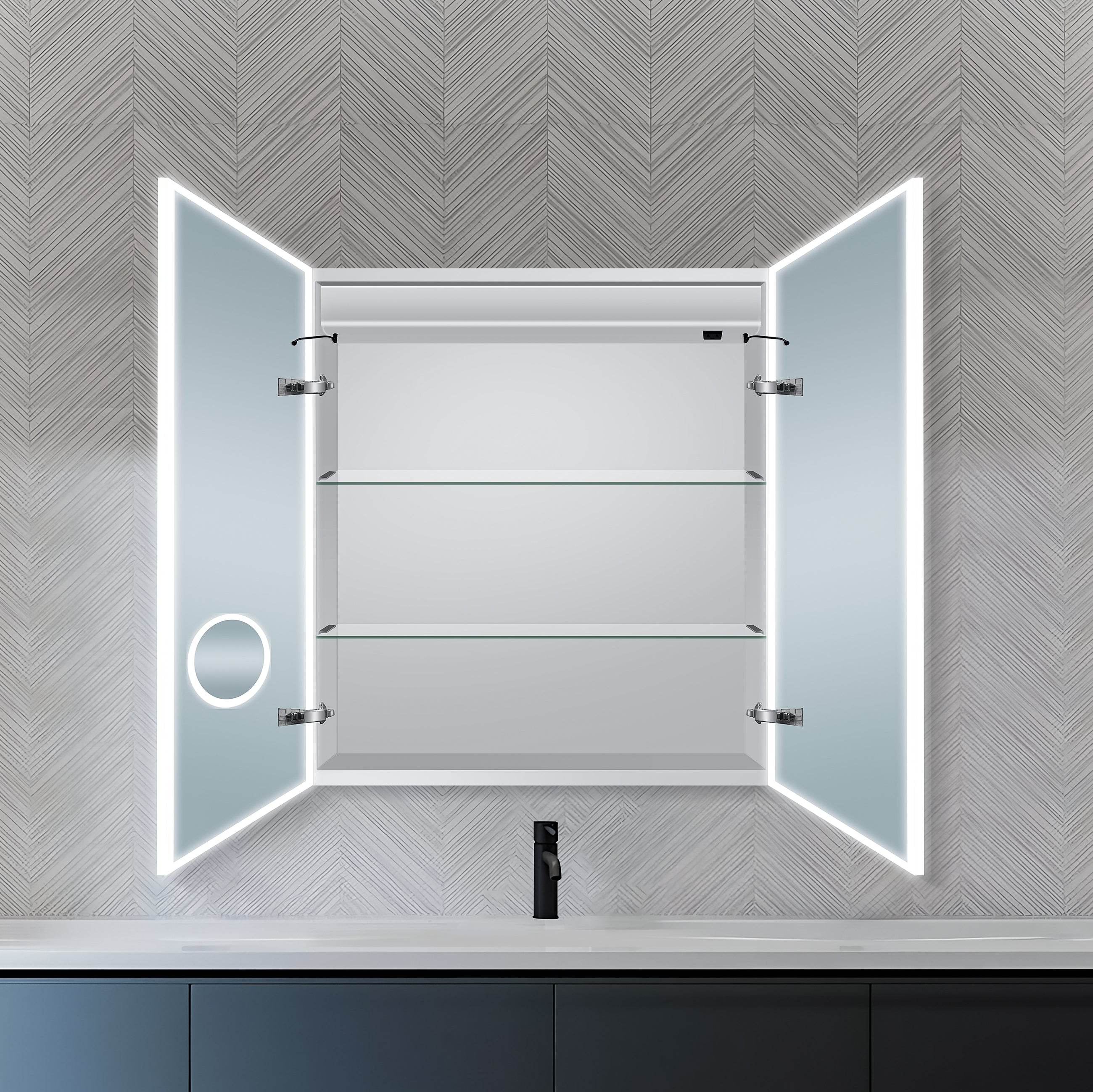 Dhalia LED Bathroom Medicine Cabinet with Defogger and Internal 3X Makeup Mirror - Available in 6 Sizes - Dreamwerks
