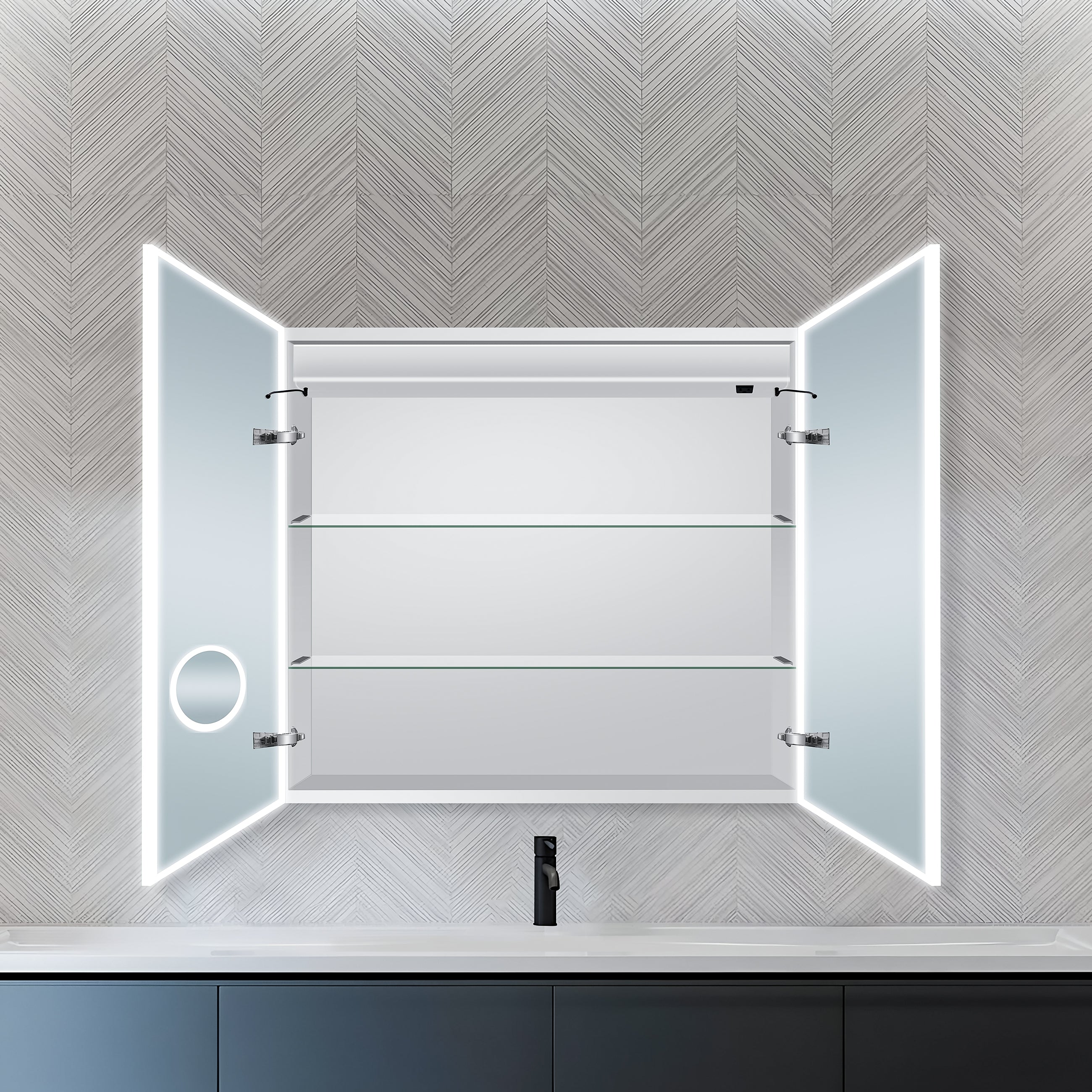Dhalia LED Bathroom Medicine Cabinet with Defogger and Internal 3X Makeup Mirror - Available in 5 Sizes