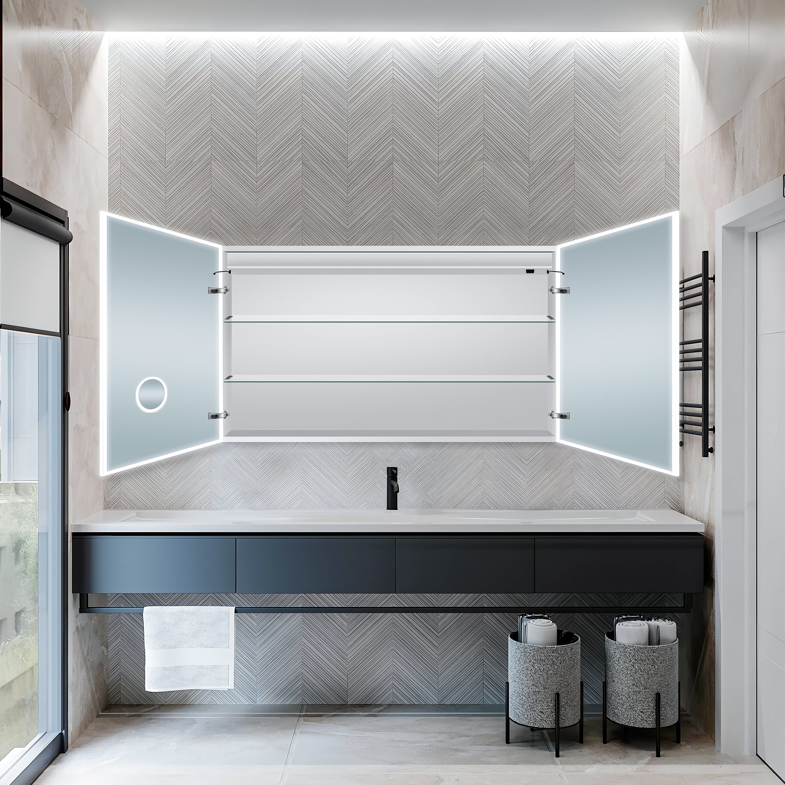 Dhalia LED Bathroom Medicine Cabinet with Defogger and Internal 3X Makeup Mirror - Available in 5 Sizes