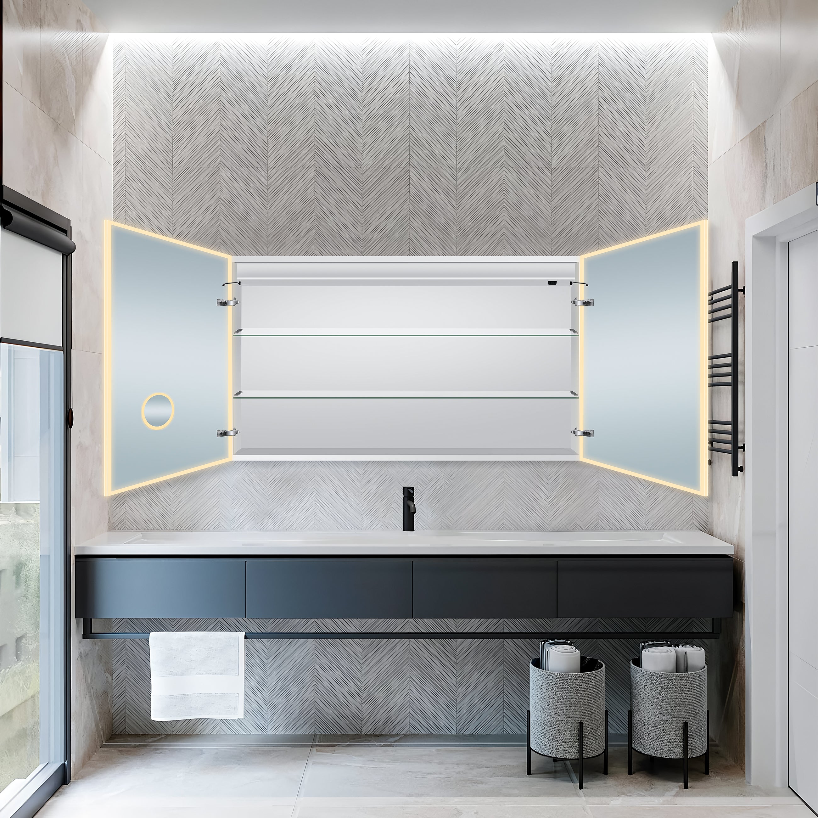 Dhalia LED Bathroom Medicine Cabinet with Defogger and Internal 3X Makeup Mirror - Available in 5 Sizes