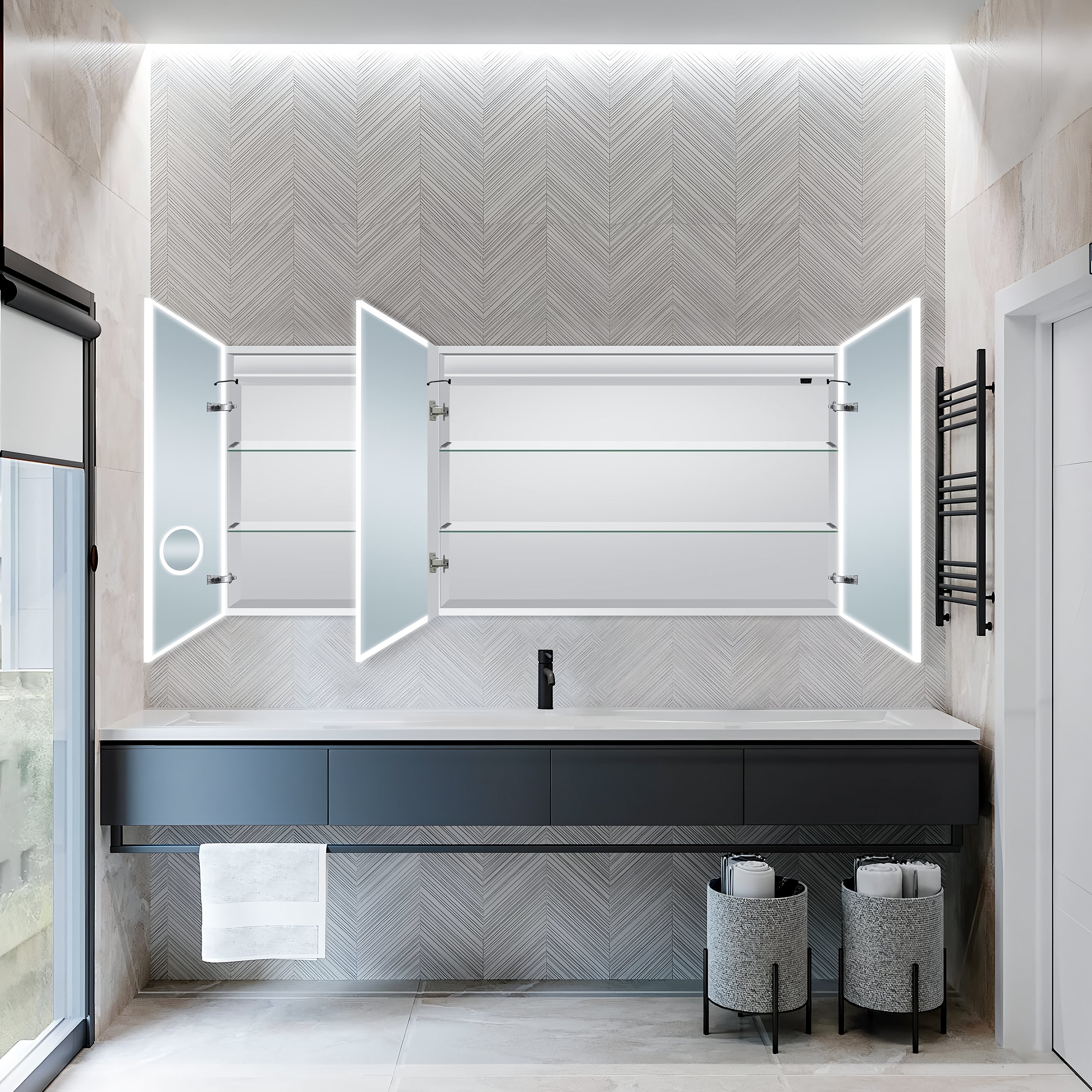 Dhalia LED Bathroom Medicine Cabinet with Defogger and Internal 3X Makeup Mirror - Available in 5 Sizes