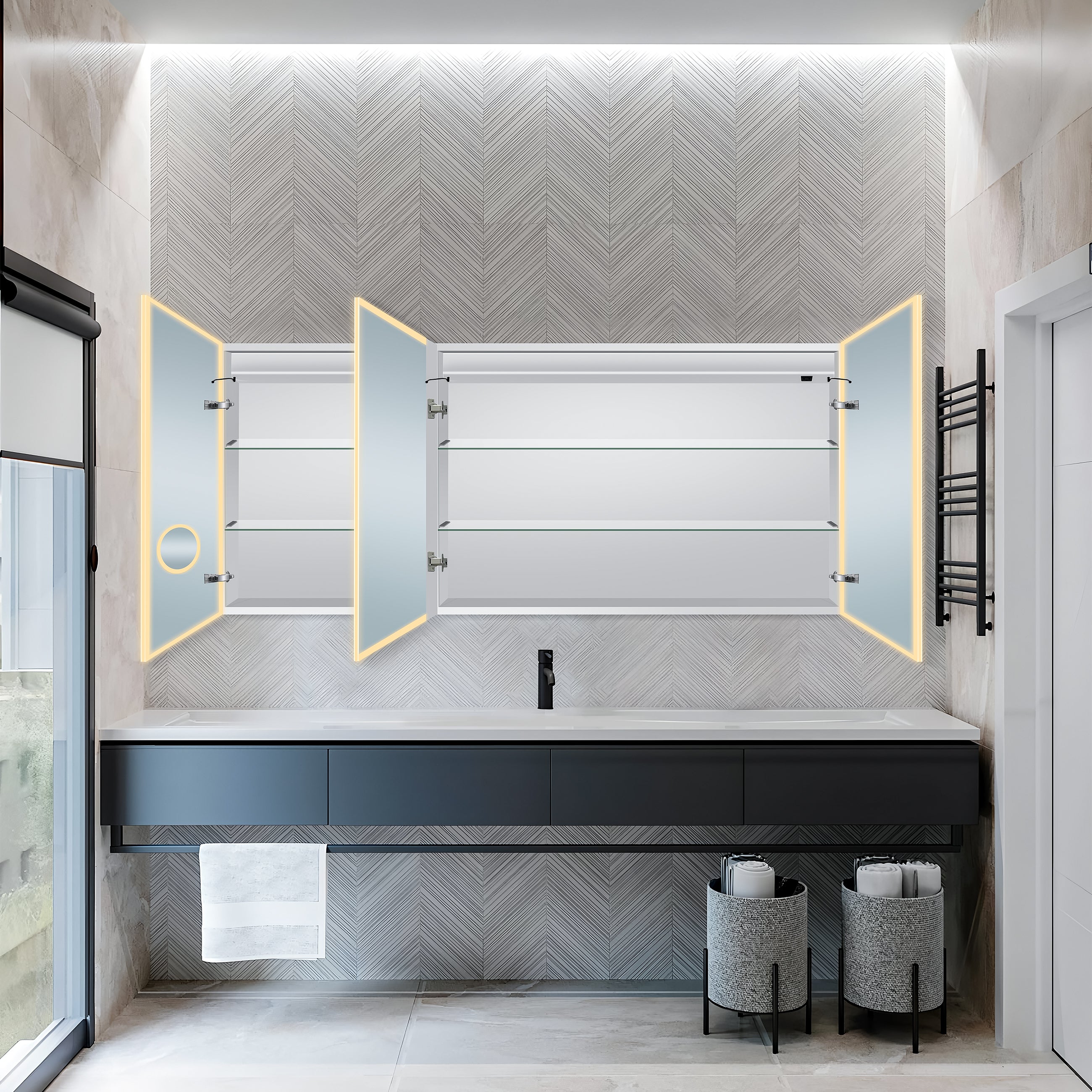 Dhalia LED Bathroom Medicine Cabinet with Defogger and Internal 3X Makeup Mirror - Available in 5 Sizes