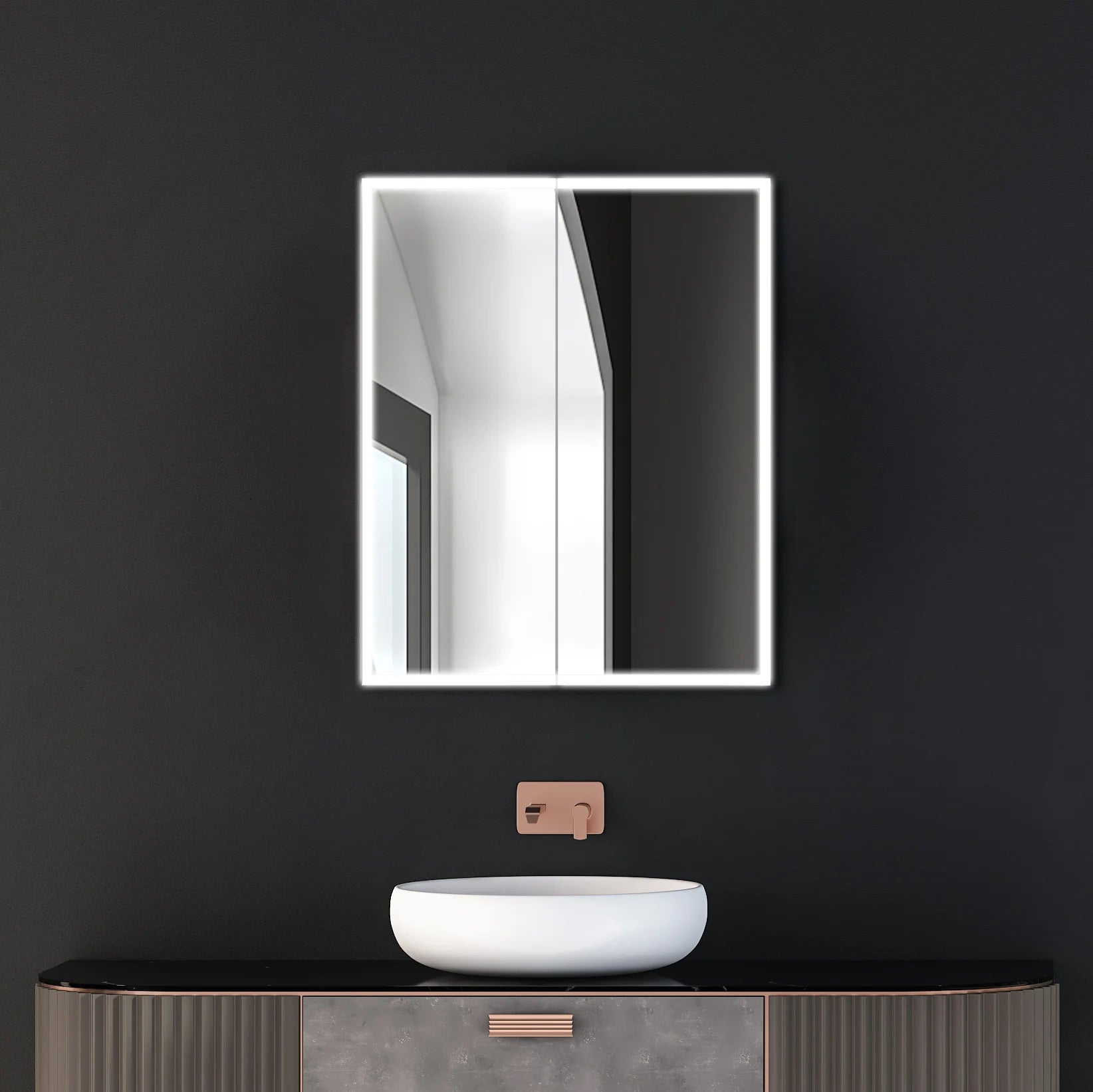 Dhalia LED Bathroom Medicine Cabinet with Defogger and Internal 3X Makeup Mirror - Available in 5 Sizes