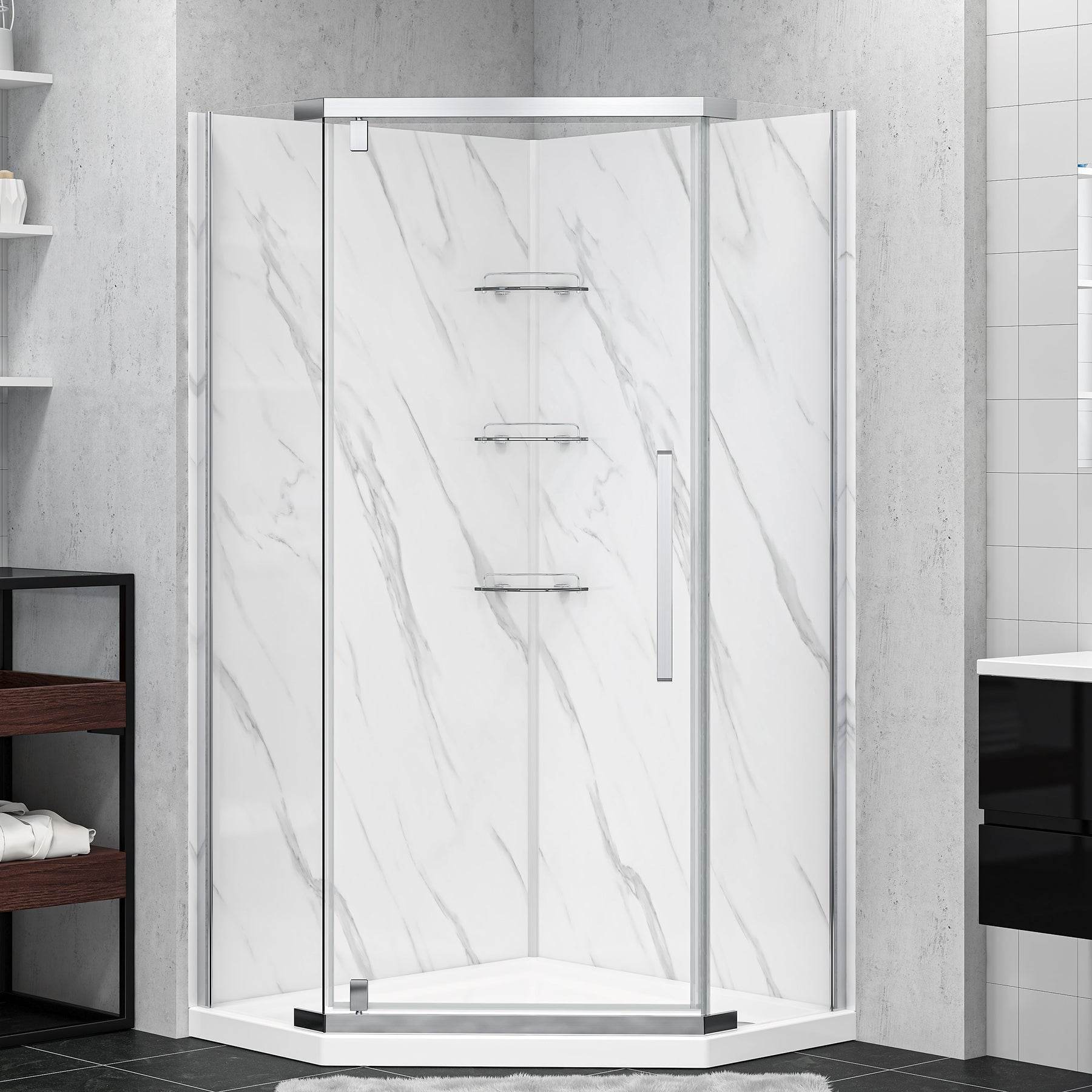 Capri Neo-Angle Shower Kit in Black | Chrome | Brushed Nickel Finish - Dreamwerks