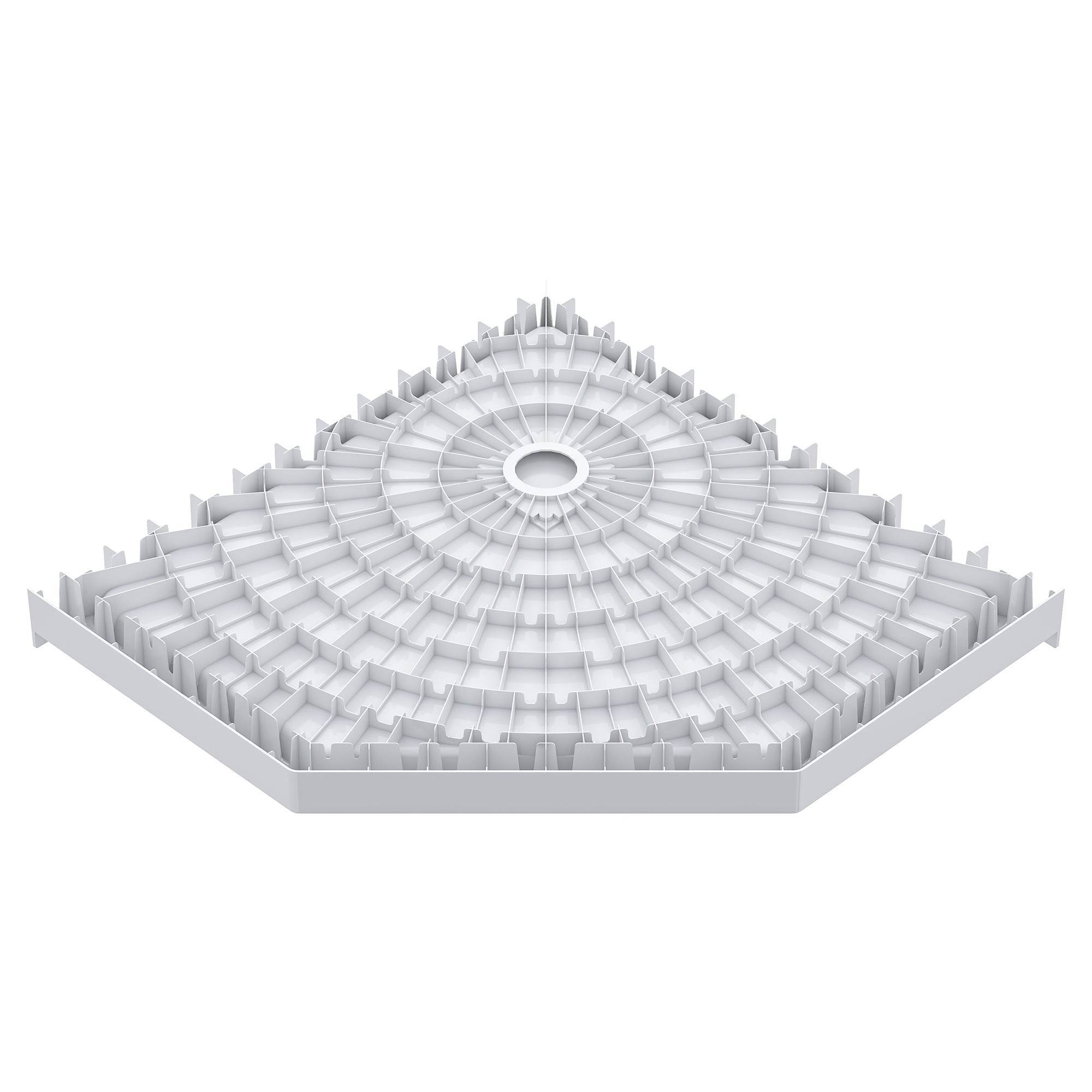 Neo Angle shower base under it on a white background.