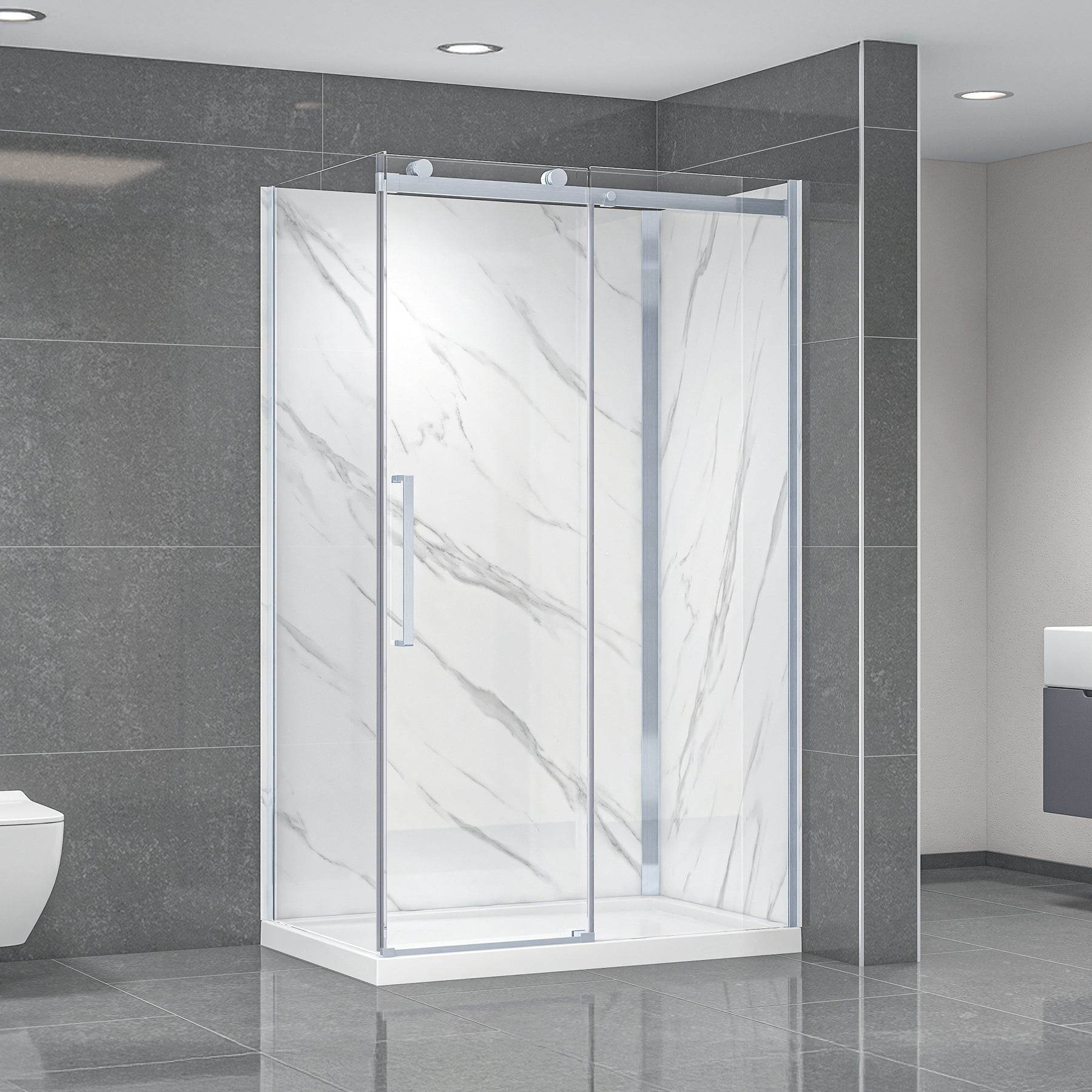 Bristol 48 in. W x 32 in. D x 79.2 in. H Rectangular Shower Kit in Black / Chrome / Brushed Nickel - Dreamwerks