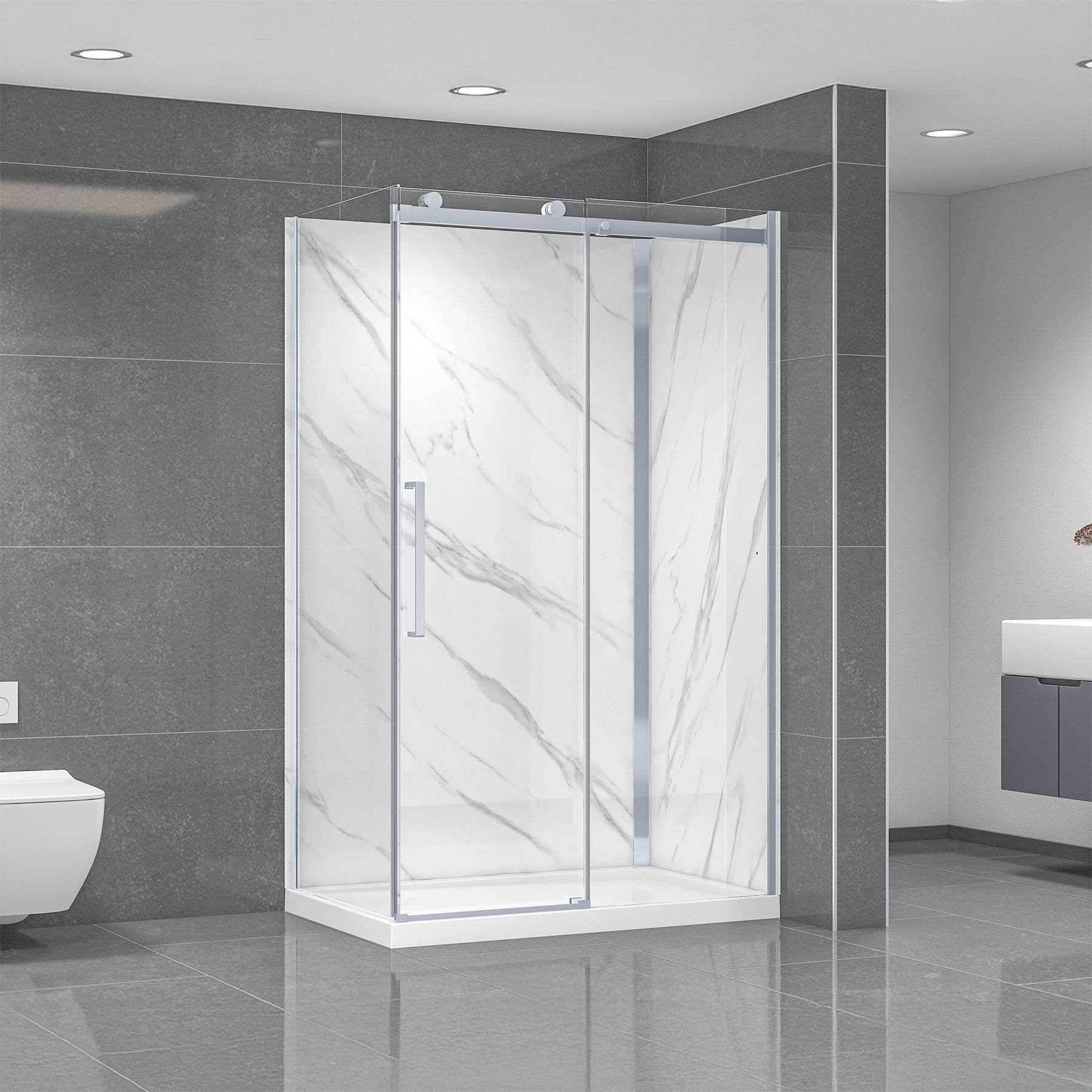 Bristol 48 in. W x 32 in. D x 79.2 in. H Rectangular Shower Kit in Black / Chrome / Brushed Nickel - Dreamwerks