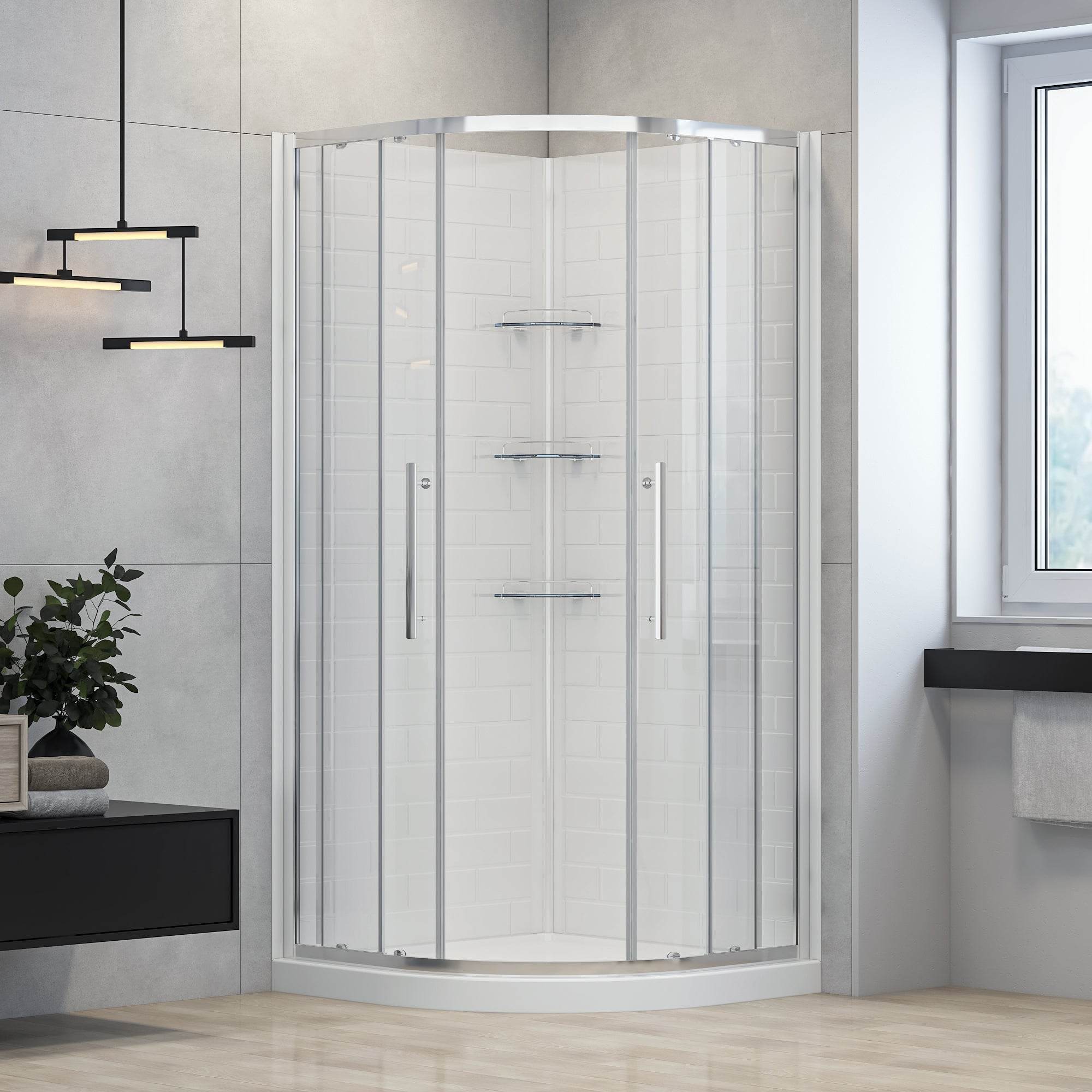 Monaco 36 in. W x 36 in. D x 75 in. H Round Chrome Shower Kit - Dreamwerks