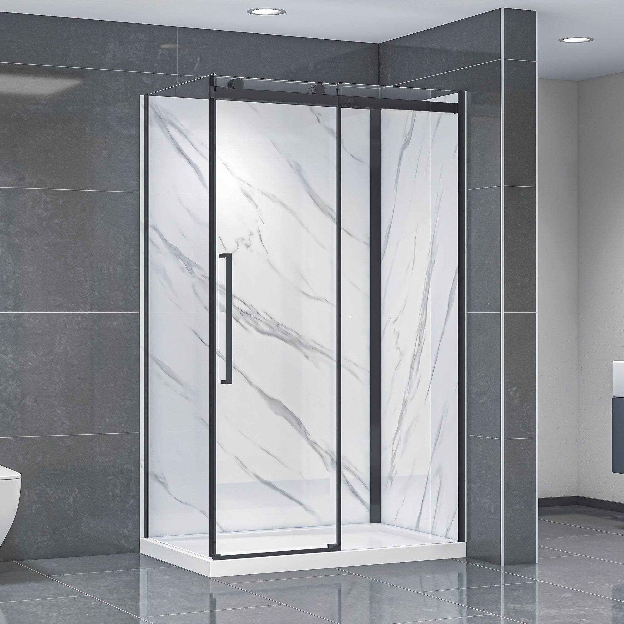 Bristol 48 in. W x 32 in. D x 79.2 in. H Rectangular Shower Kit in Black / Chrome / Brushed Nickel - Dreamwerks