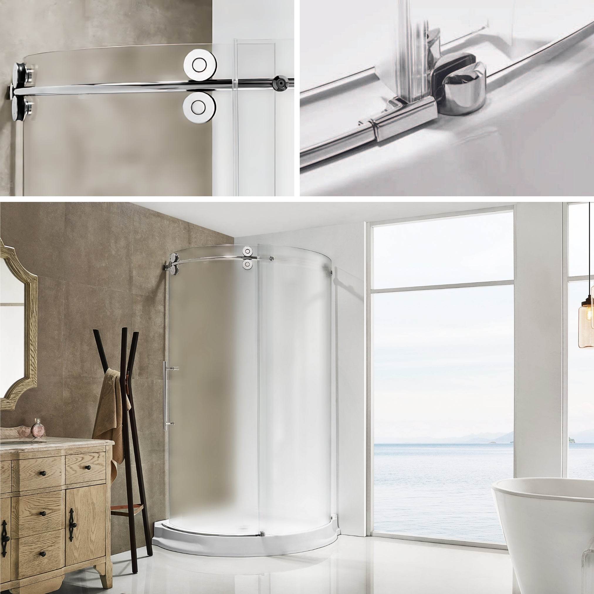 Dreamwerks 40"W x 79"H Frameless Shower Door Enclosure in Chrome Finish - Clear or Frosted Glass