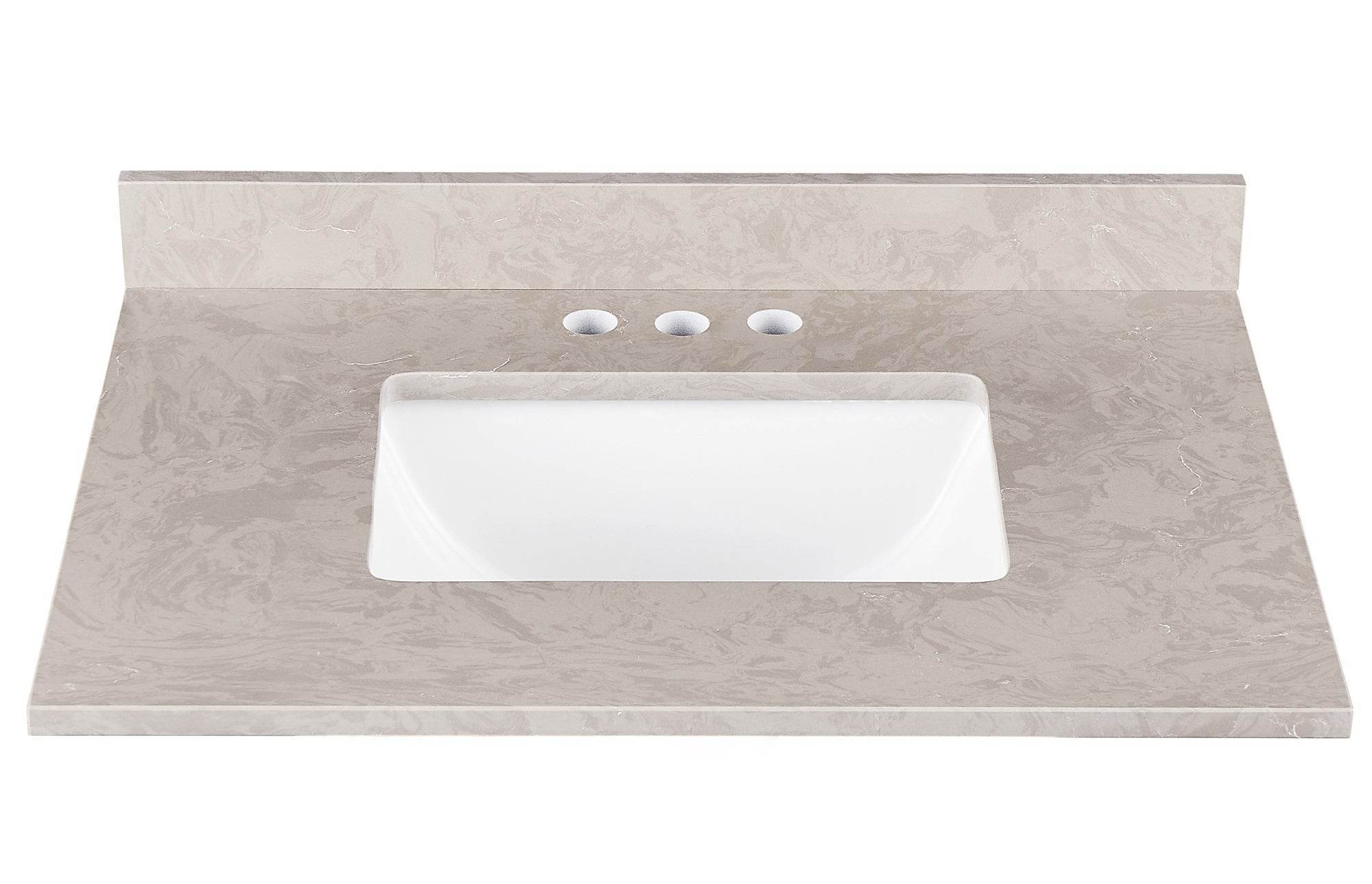 Amalfi 31"W x 22"D Engineered Marble Vanity Top with Rectangular Undermount Bowl