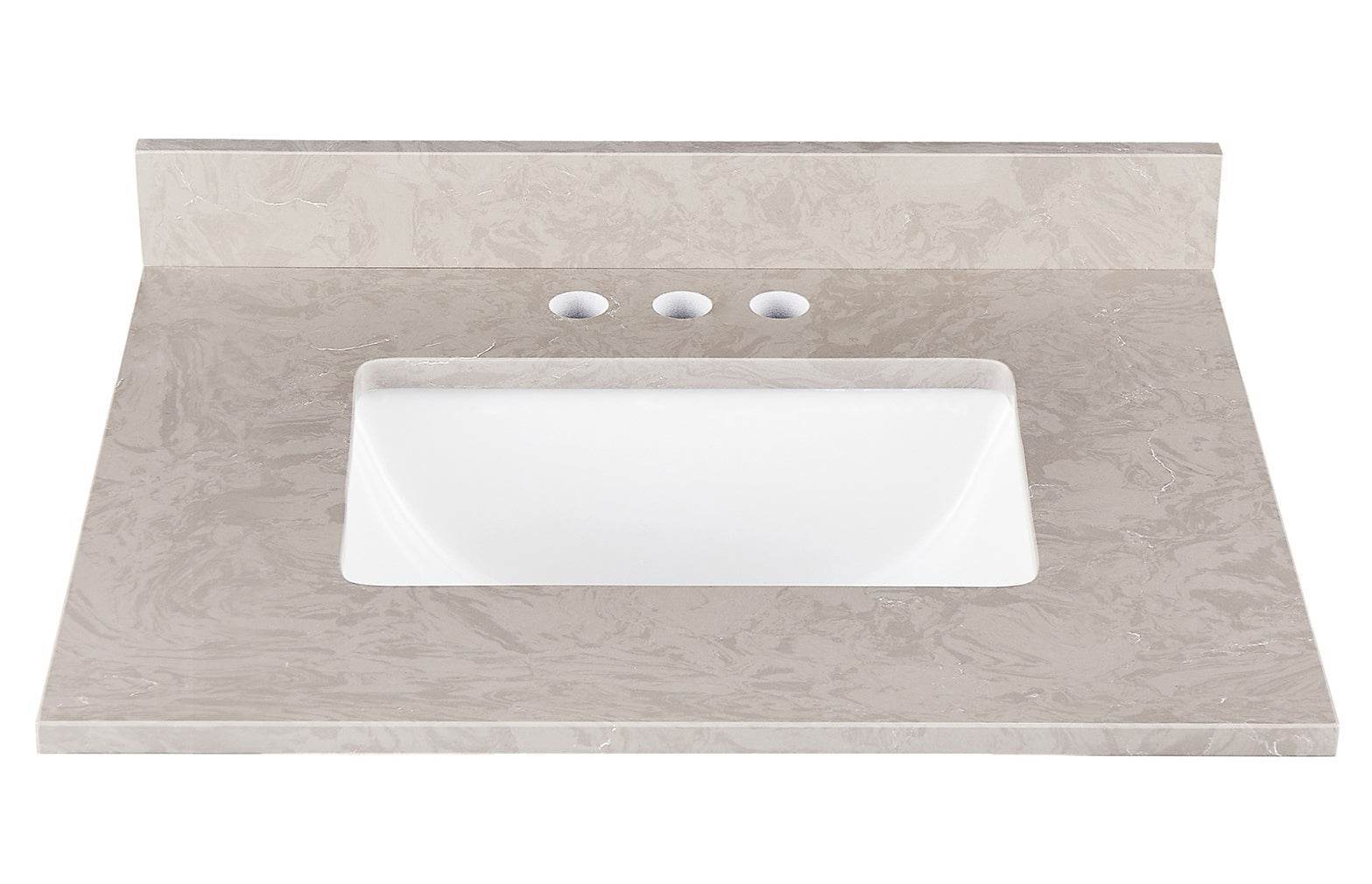 Amalfi 25"W x 22"D Engineered Marble Vanity Top with Rectangular Undermount Bowl