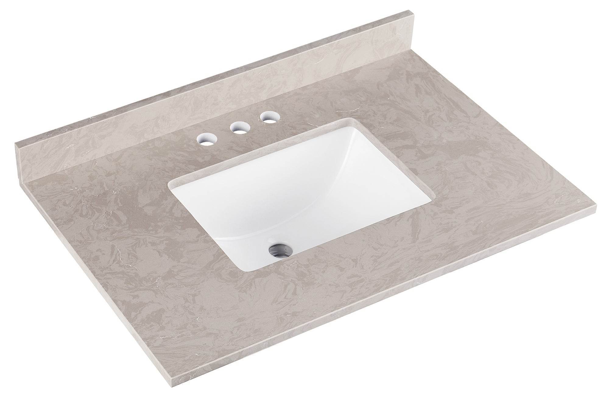 Amalfi 31"W x 22"D Engineered Marble Vanity Top with Rectangular Undermount Bowl