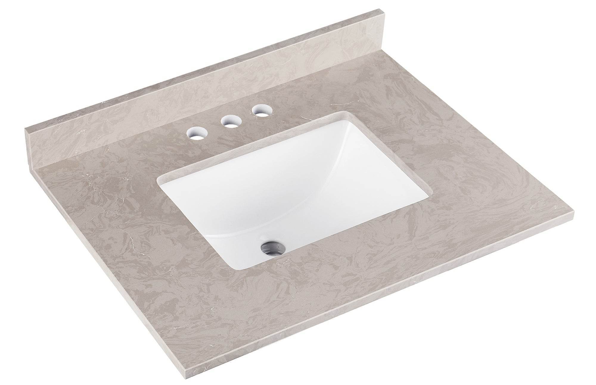 Amalfi 25"W x 22"D Engineered Marble Vanity Top with Rectangular Undermount Bowl