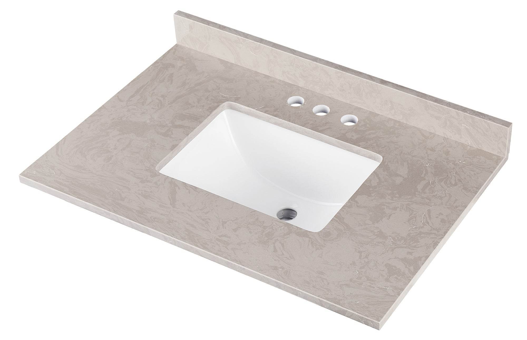 Amalfi 31"W x 22"D Engineered Marble Vanity Top with Rectangular Undermount Bowl