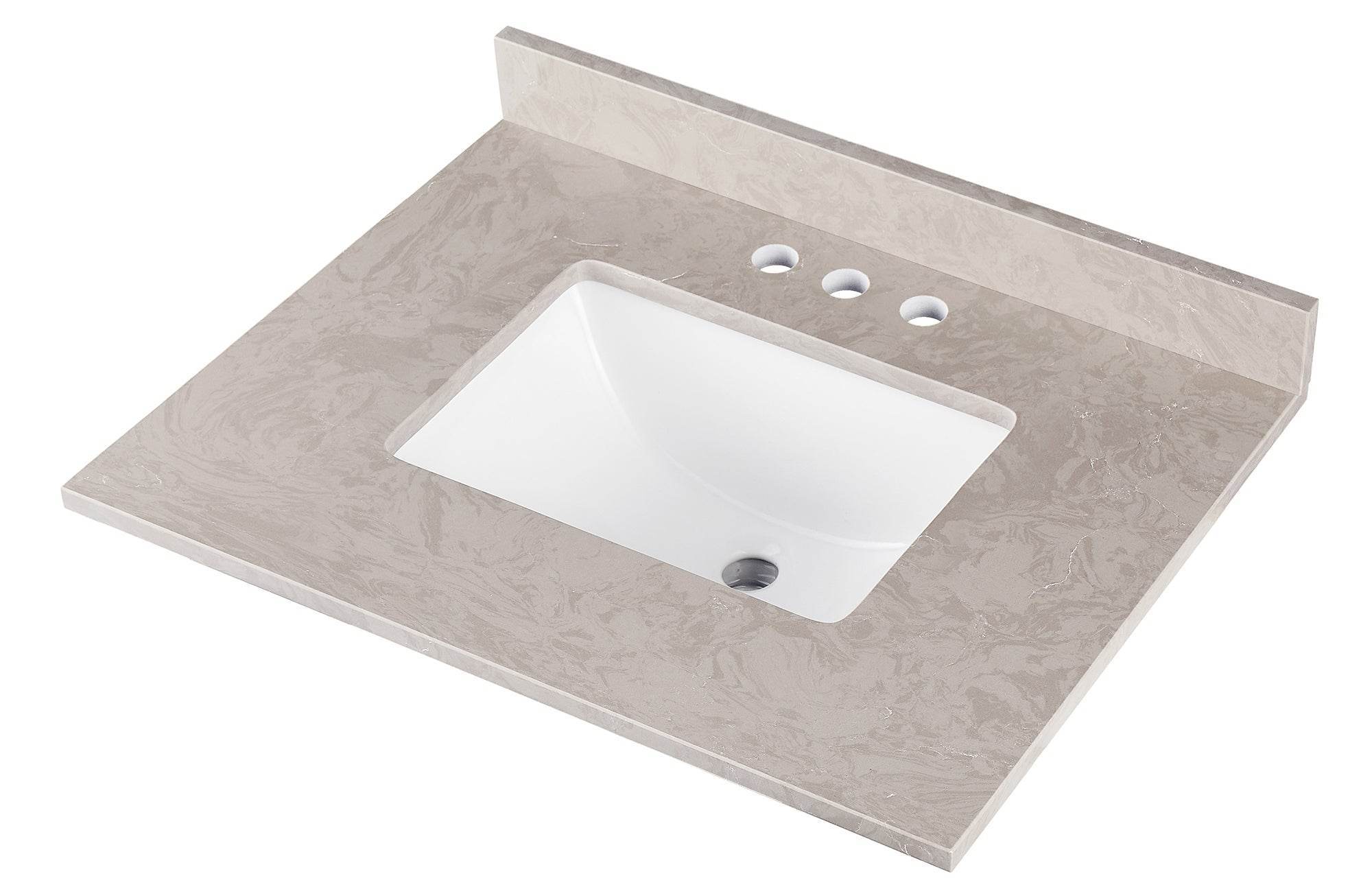 Amalfi 25"W x 22"D Engineered Marble Vanity Top with Rectangular Undermount Bowl